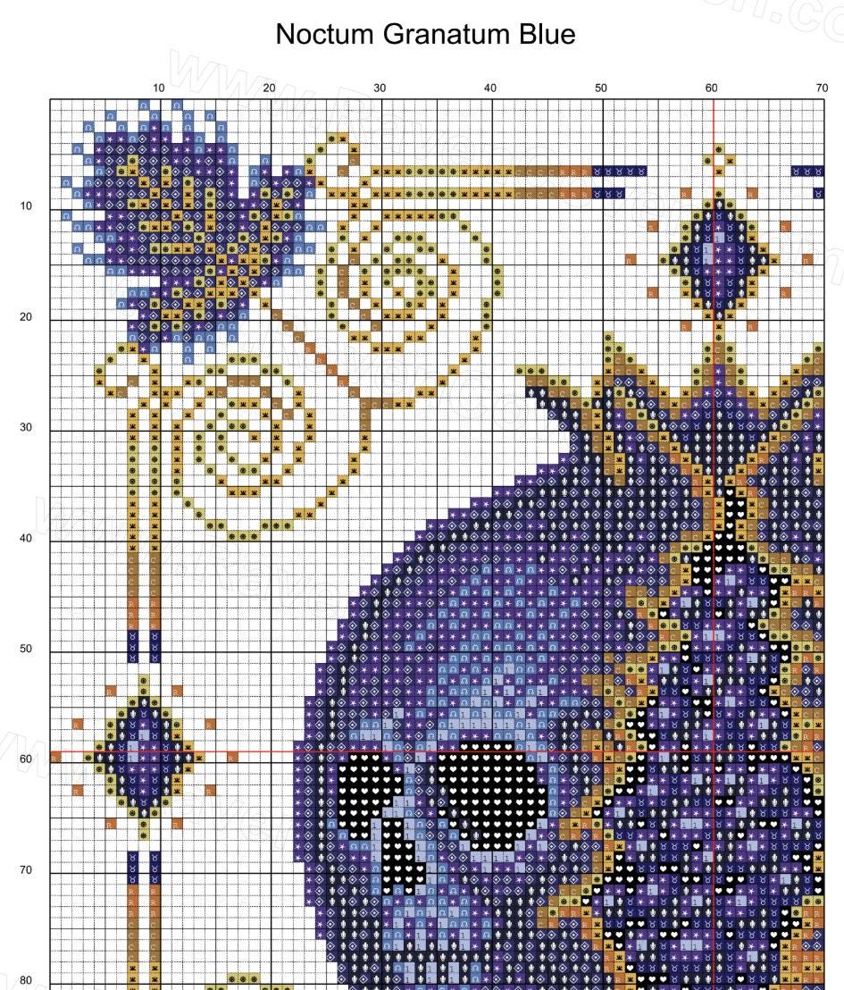 Noctum Granatum Blue Cross Stitch Pattern - Image 10