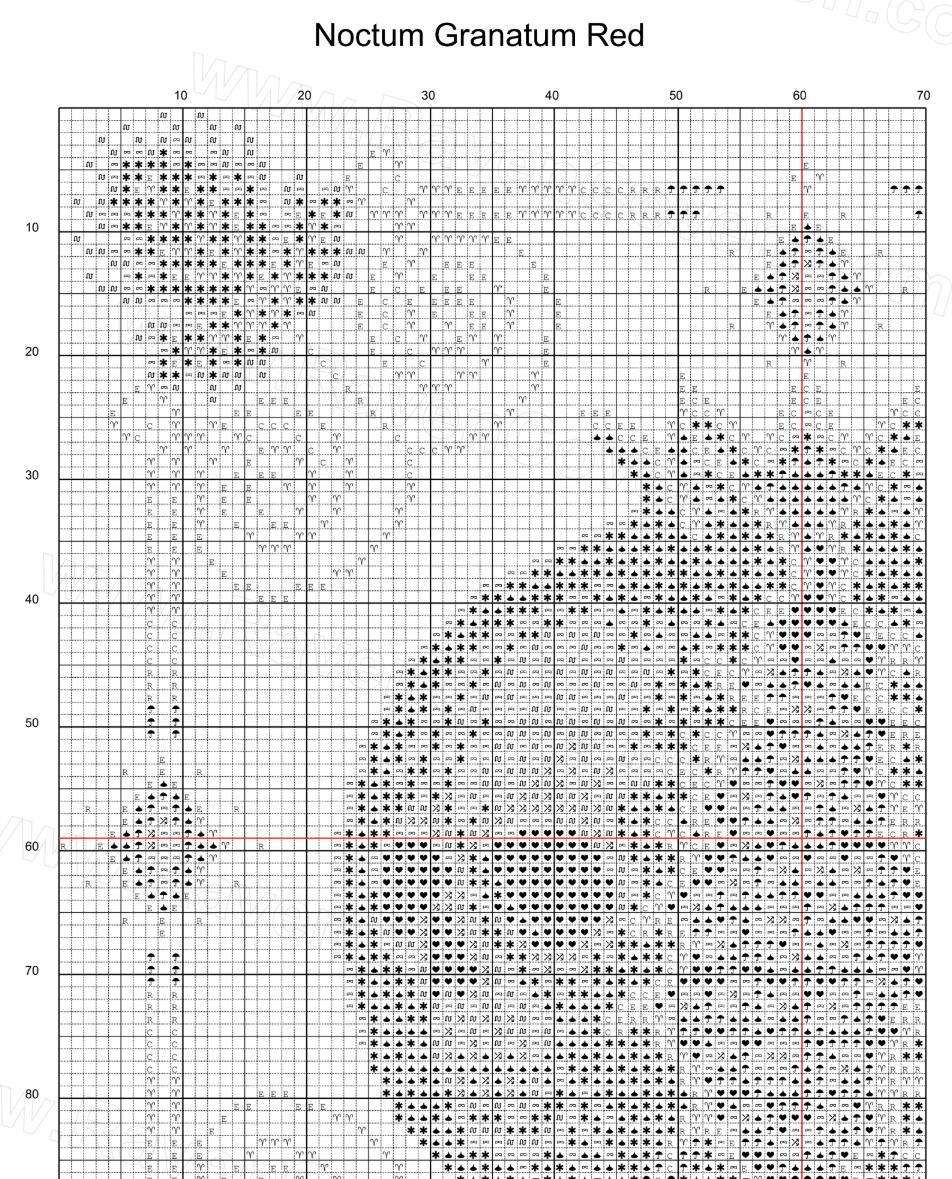 Noctum Granatum Red Cross Stitch Pattern - Image 9