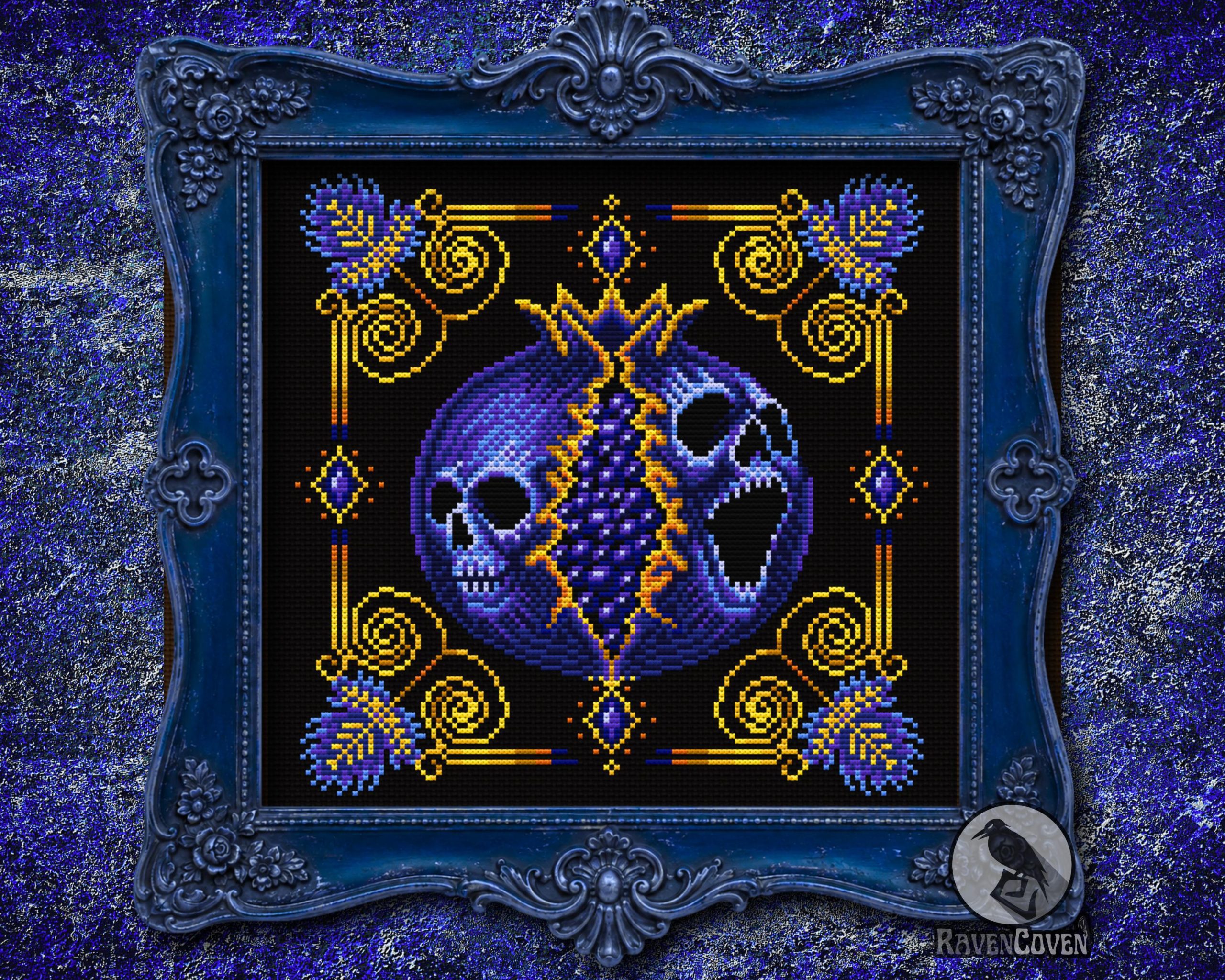 Noctum Granatum Blue Cross Stitch Pattern