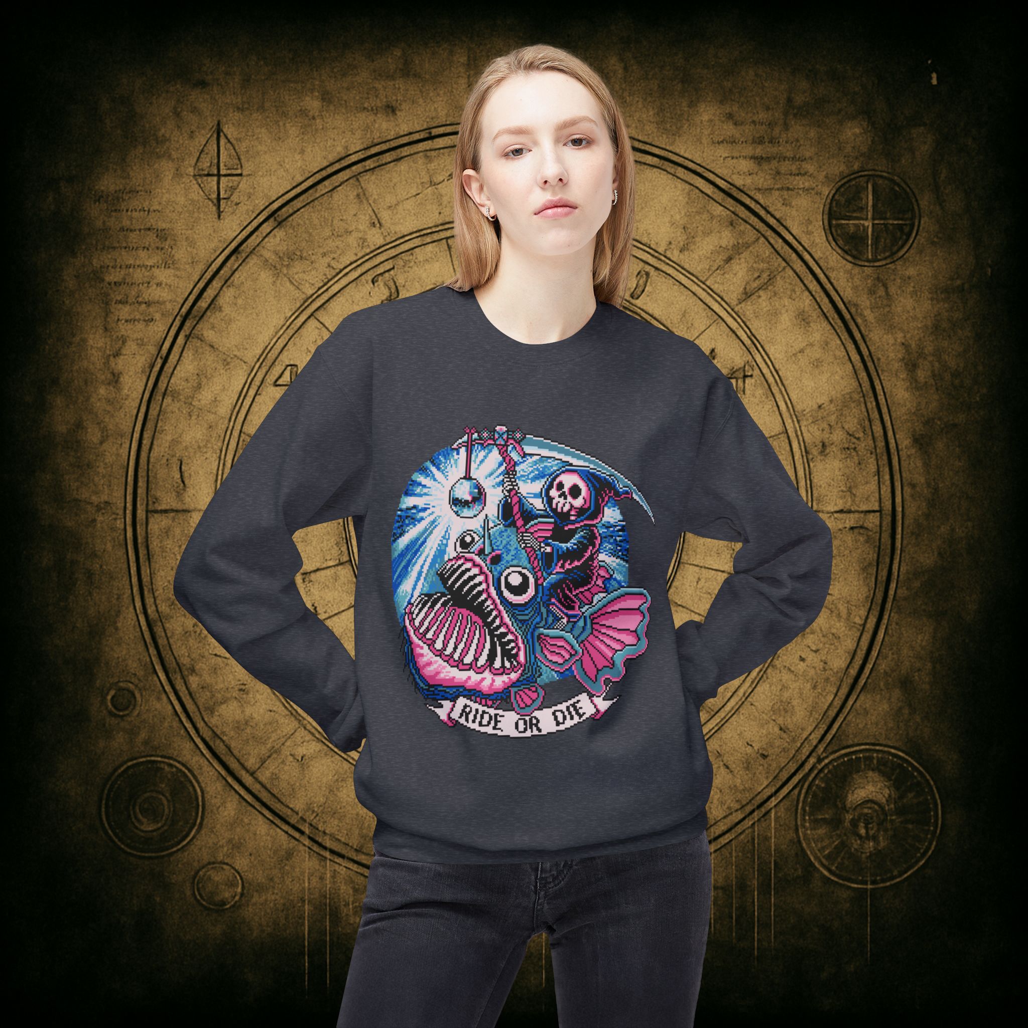 Ride or Die Angler Fish Unisex Sweatshirt - Image 23