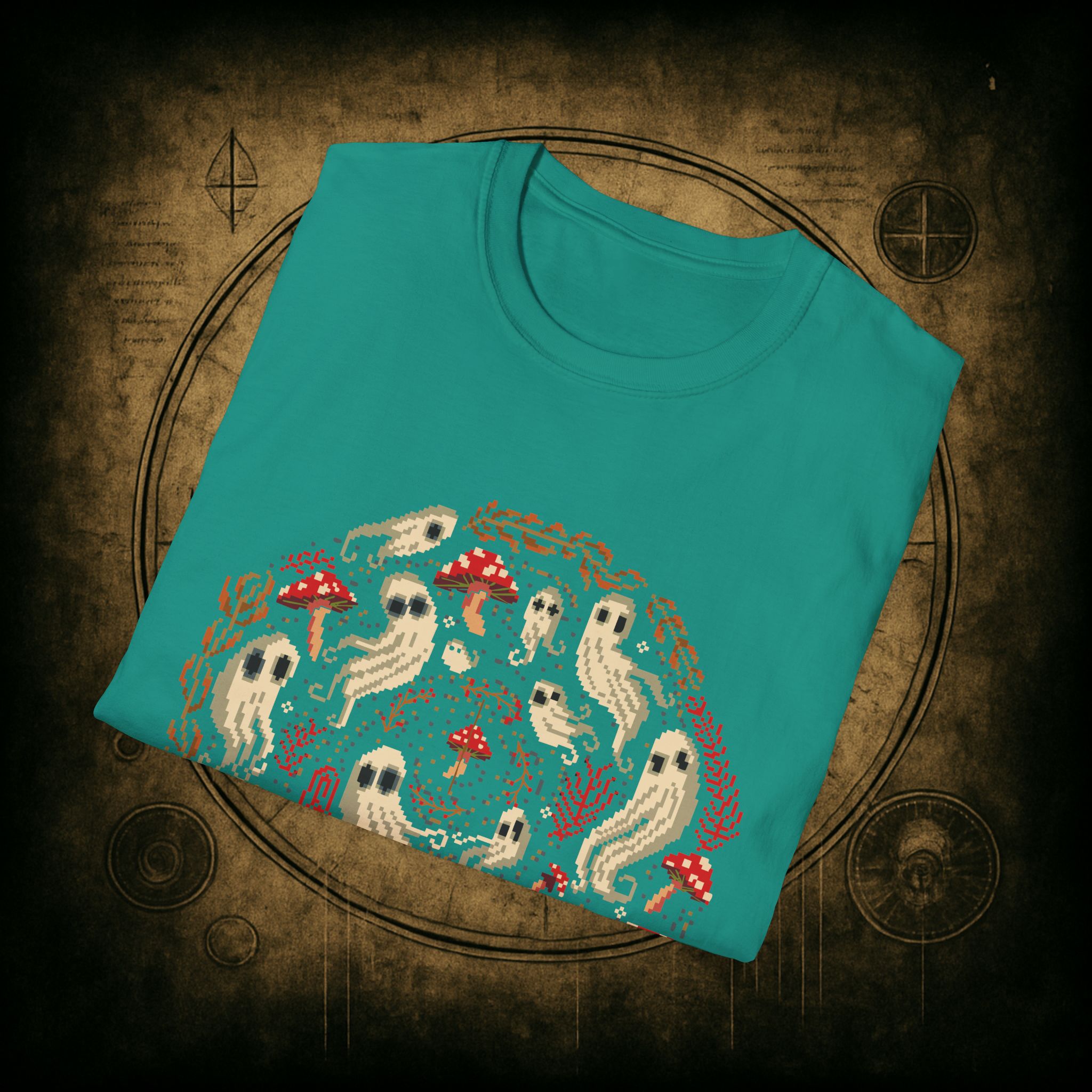 Spiral Mushrooms & Ghosts Unisex T-Shirt - Image 44