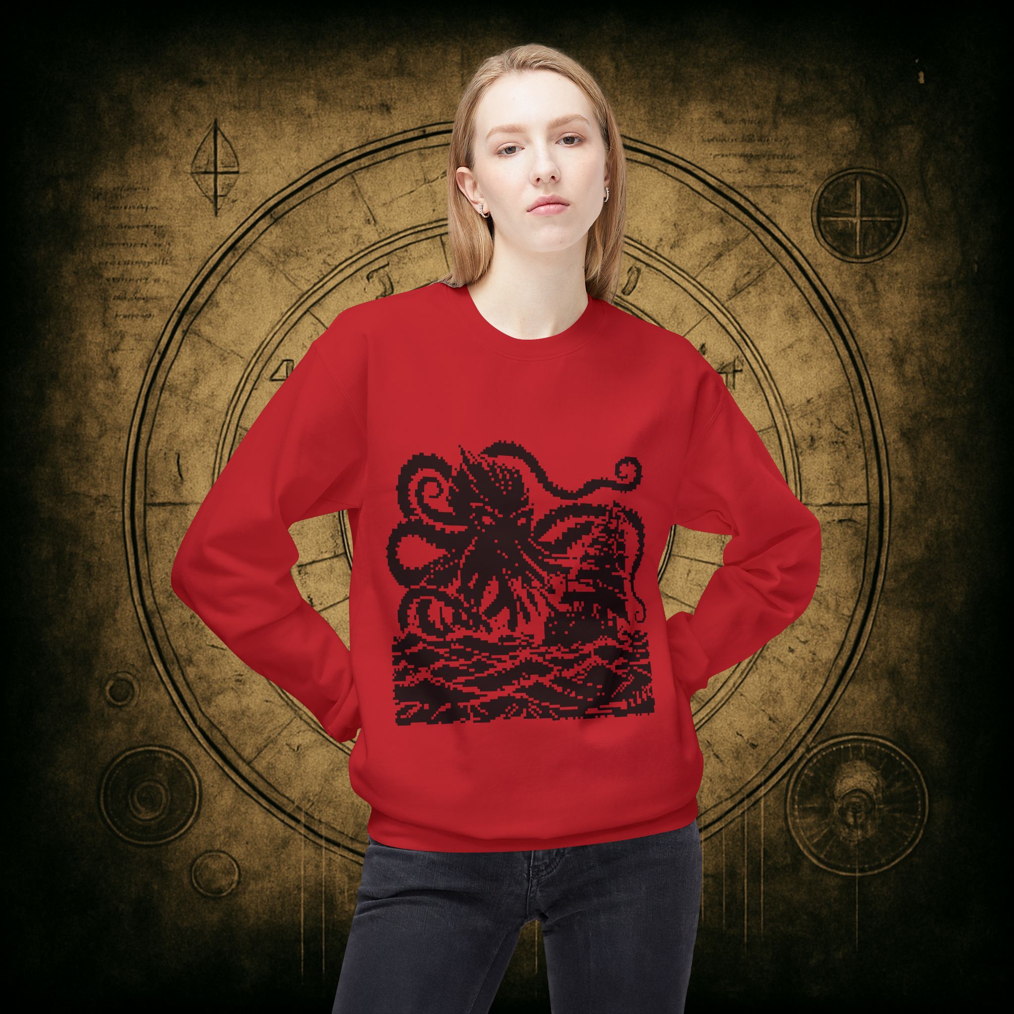 Woodcut Kraken Unisex Sweatshirt - Image 5