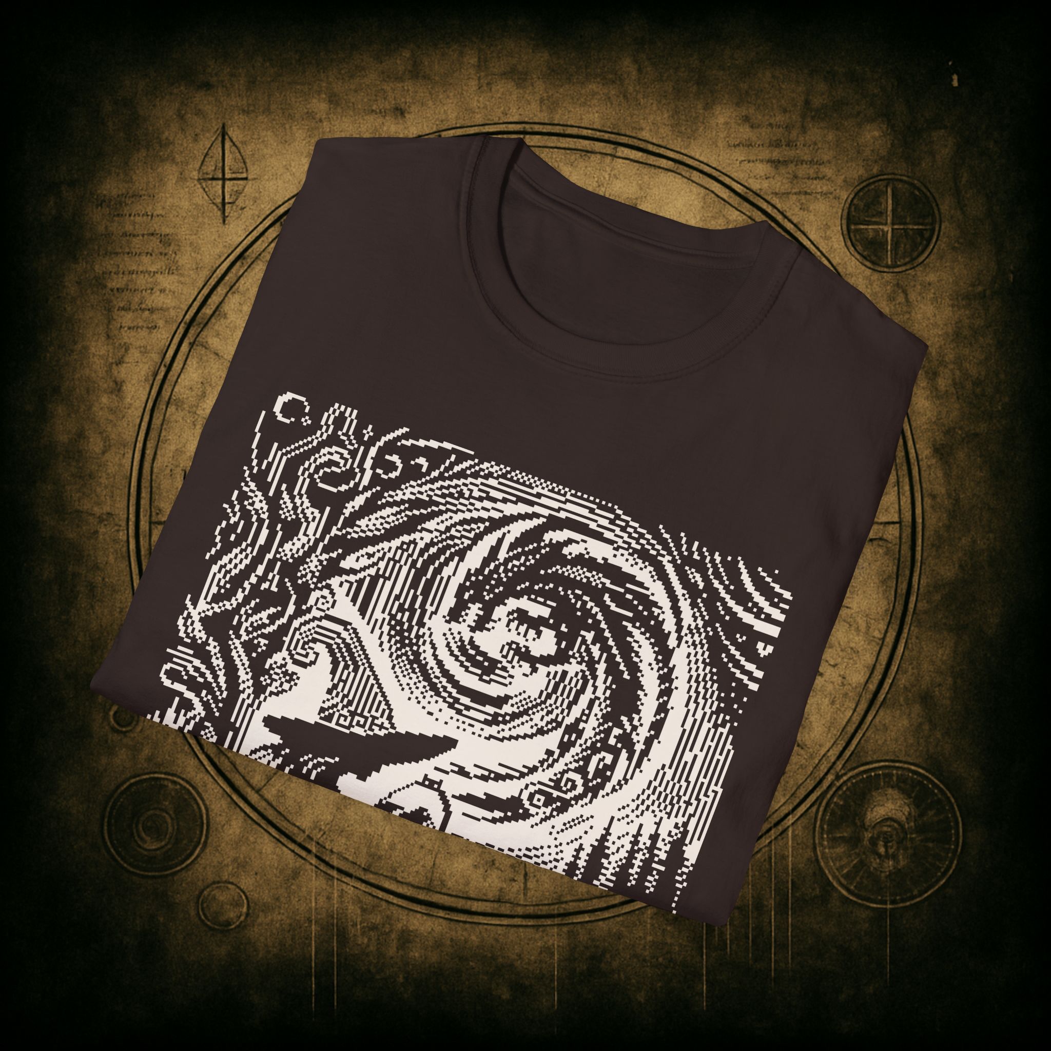Woodcut Stitch Witch Unisex T-Shirt - Image 34