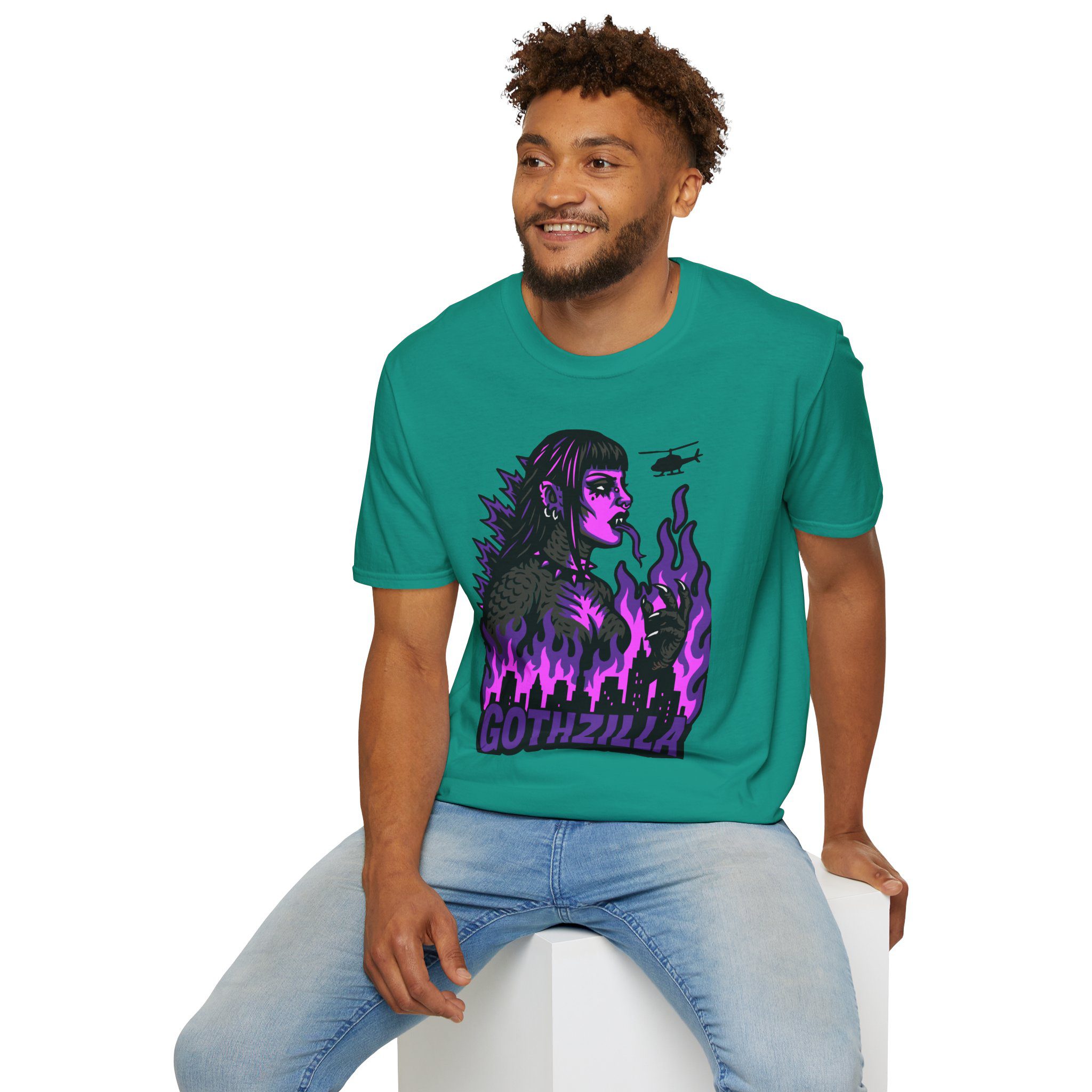Gothzilla (Purple) Unisex T-Shirt - Image 52