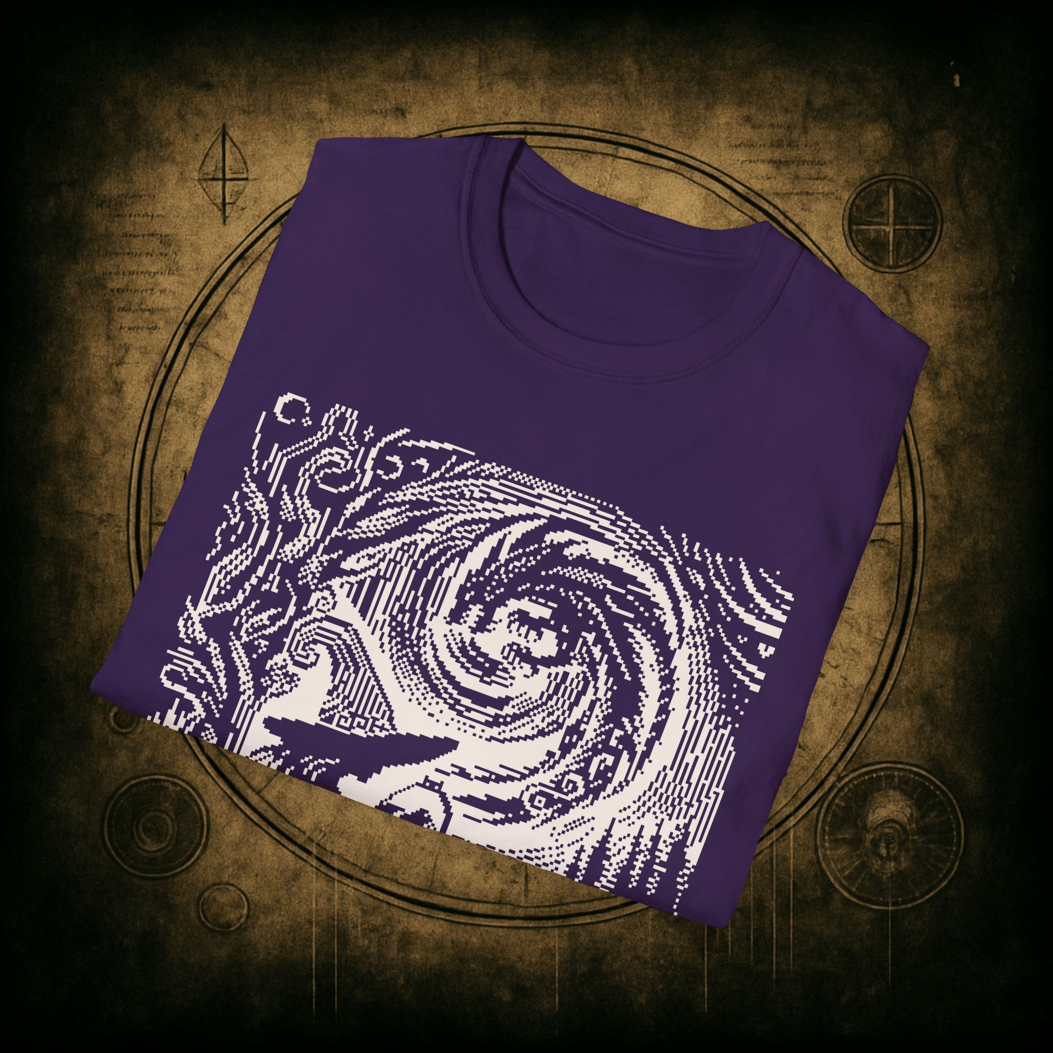 Woodcut Stitch Witch Unisex T-Shirt - Image 59