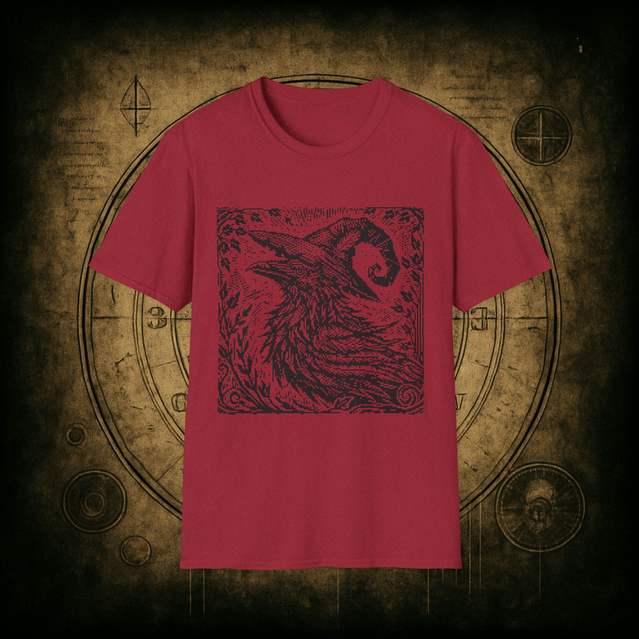 Woodcut Raven Unisex T-shirt - Image 73