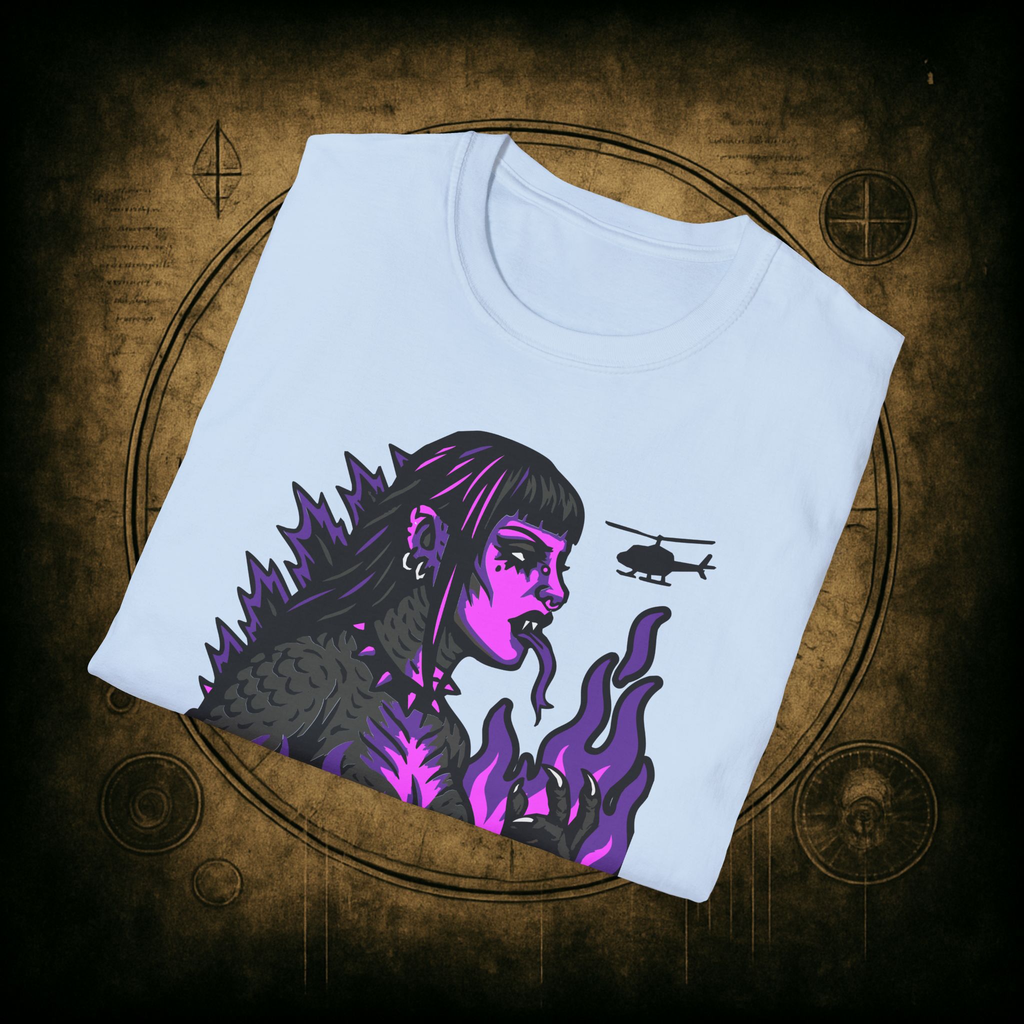 Gothzilla (Purple) Unisex T-Shirt - Image 54