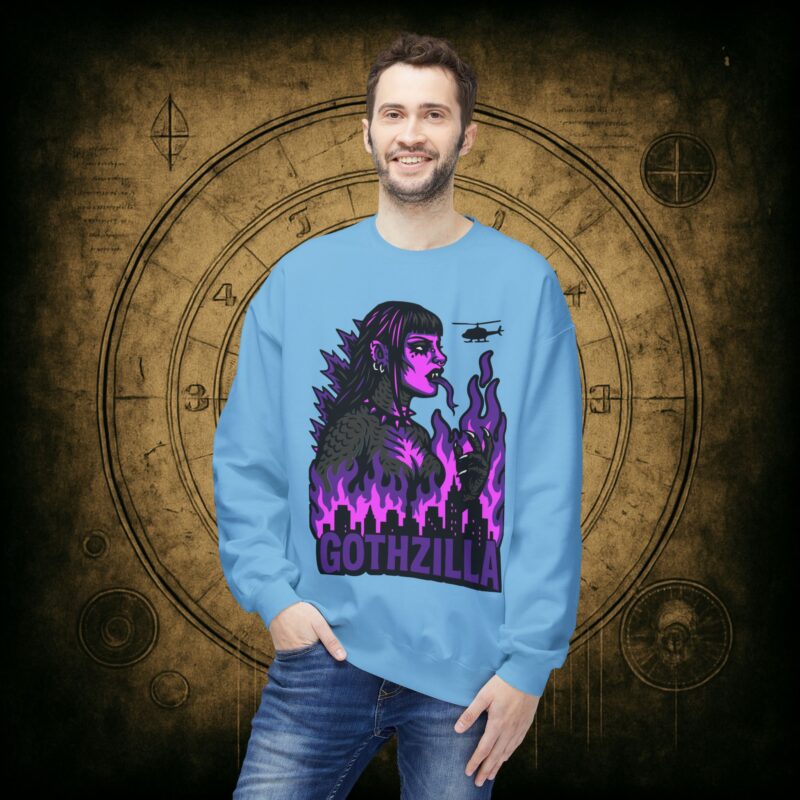 Gothzilla (Purple) Unisex Sweatshirt - Image 24