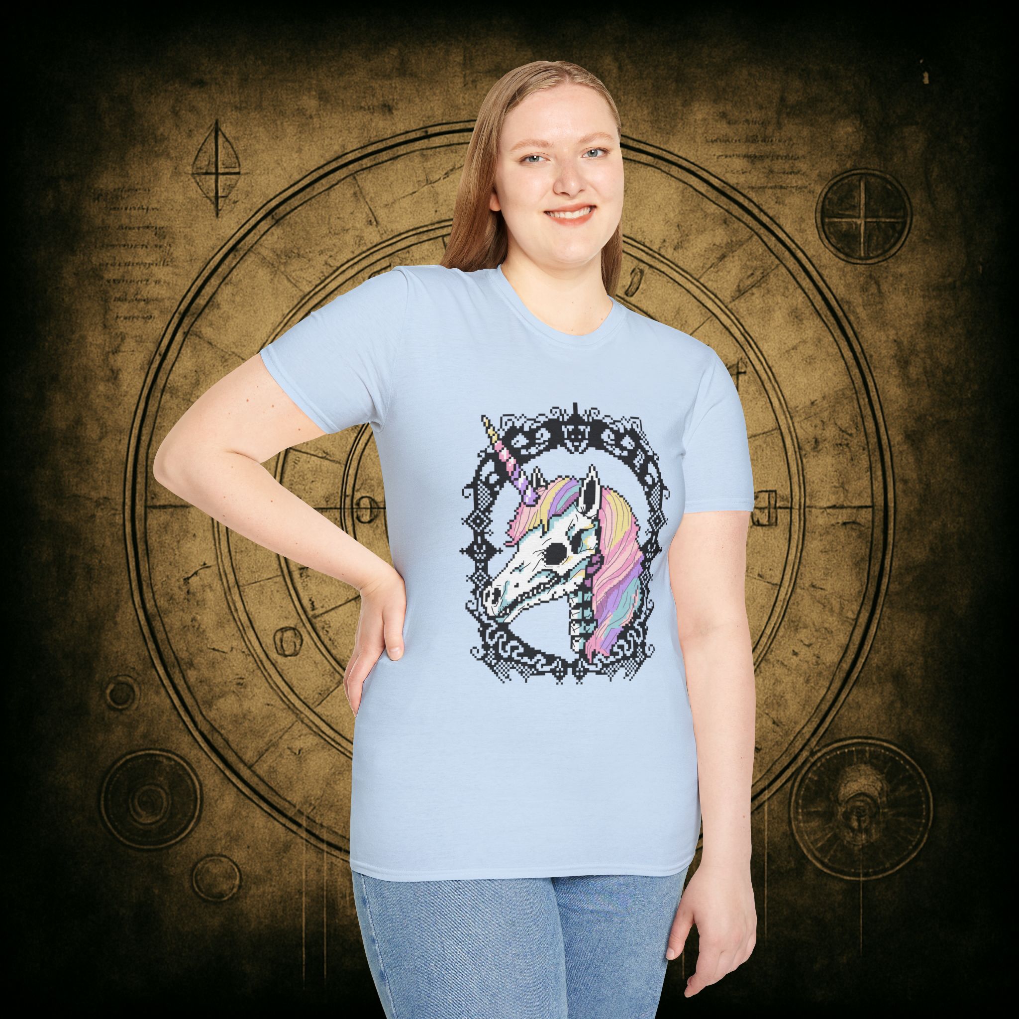 Pastel Goth Skeleton Unicorn Unisex T-shirt - Image 55