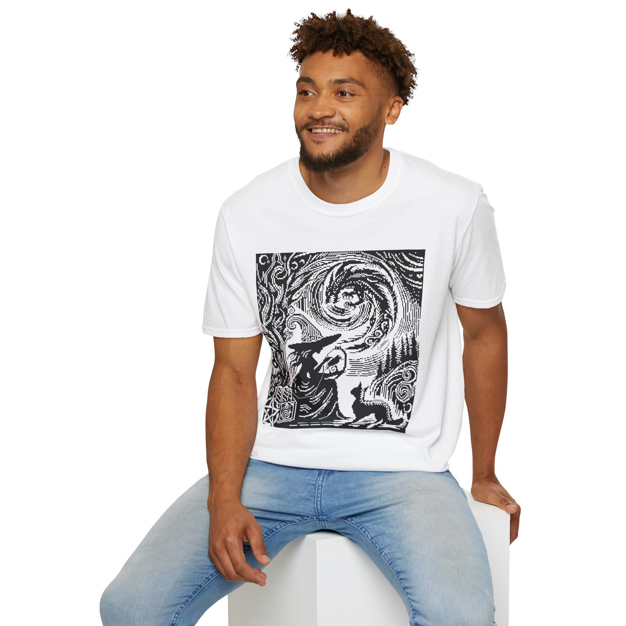 Woodcut Stitch Witch Unisex T-Shirt - Image 21