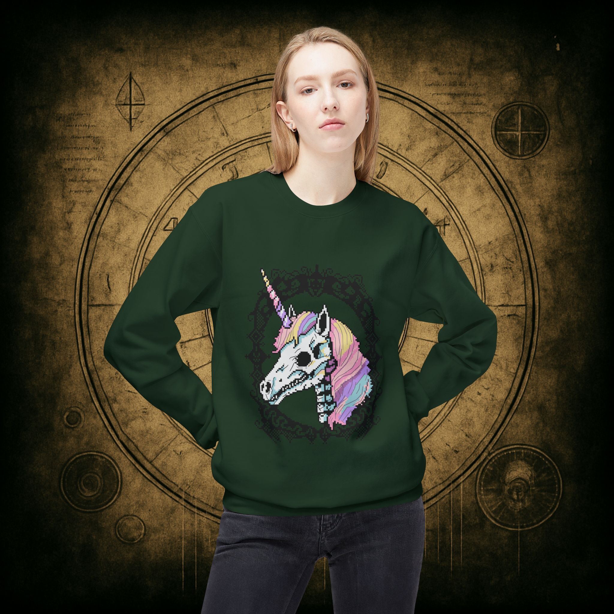 Pastel Goth Skeleton Unicorn Unisex Sweatshirt - Image 20
