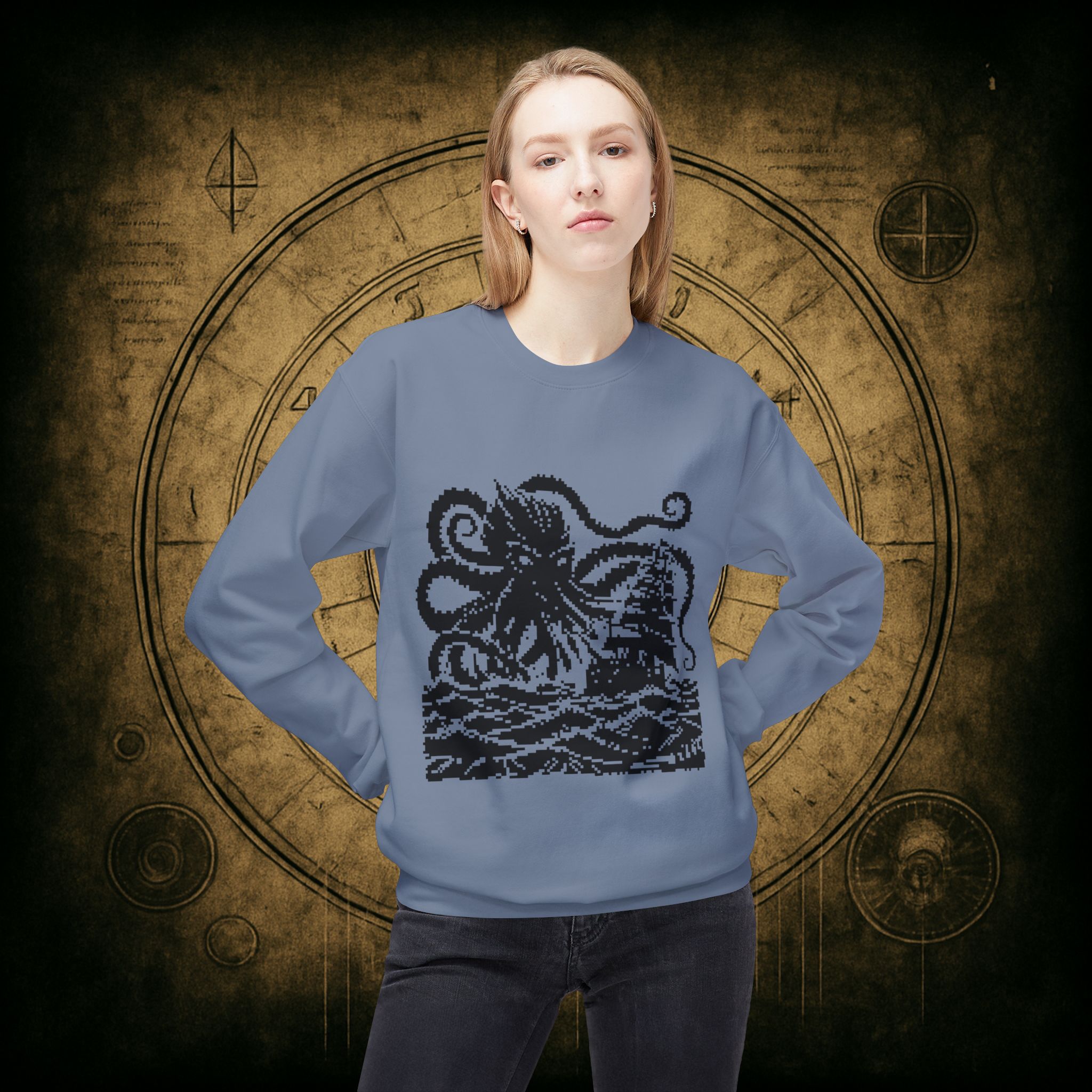 Woodcut Kraken Unisex Sweatshirt - Image 26