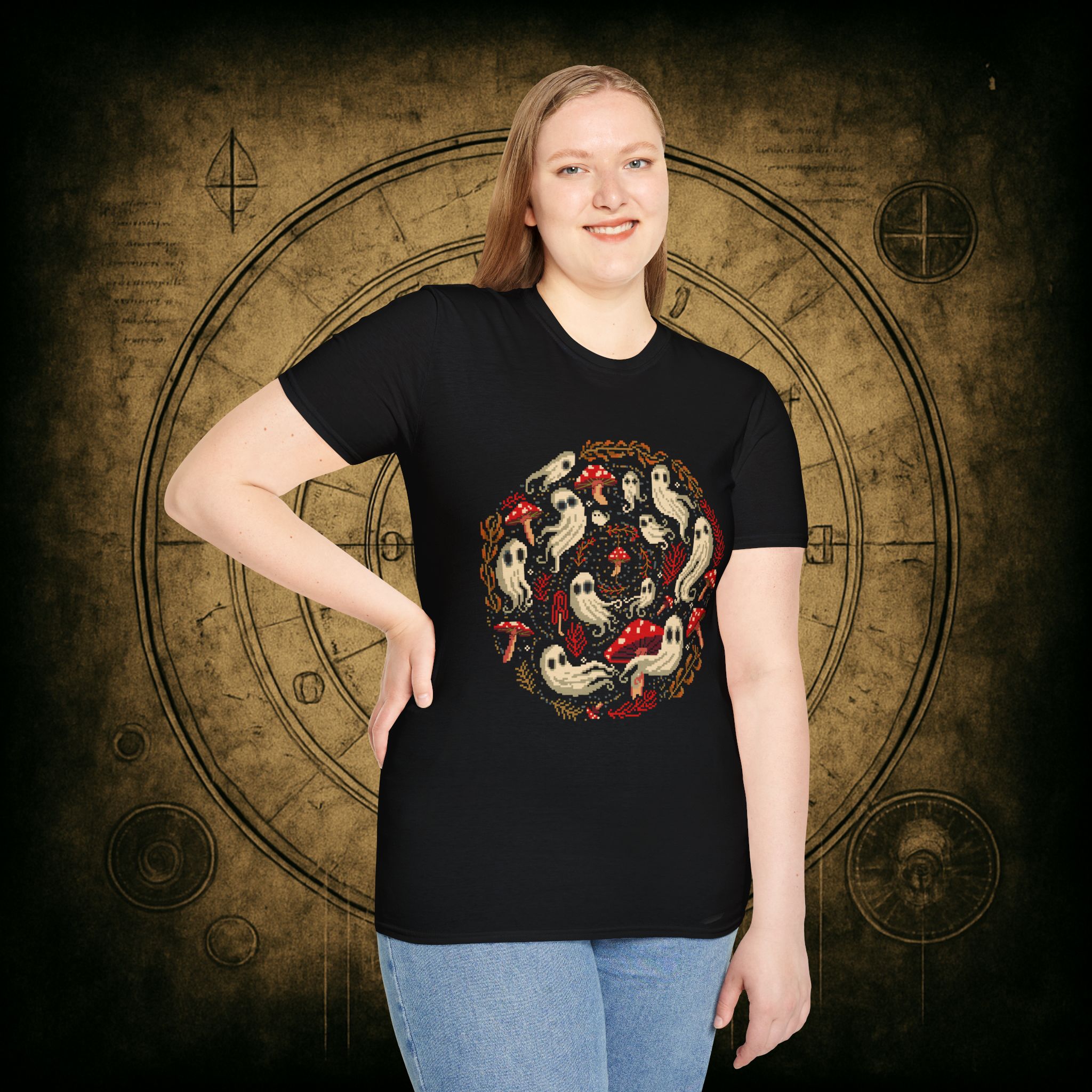 Spiral Mushrooms & Ghosts Unisex T-Shirt - Image 11