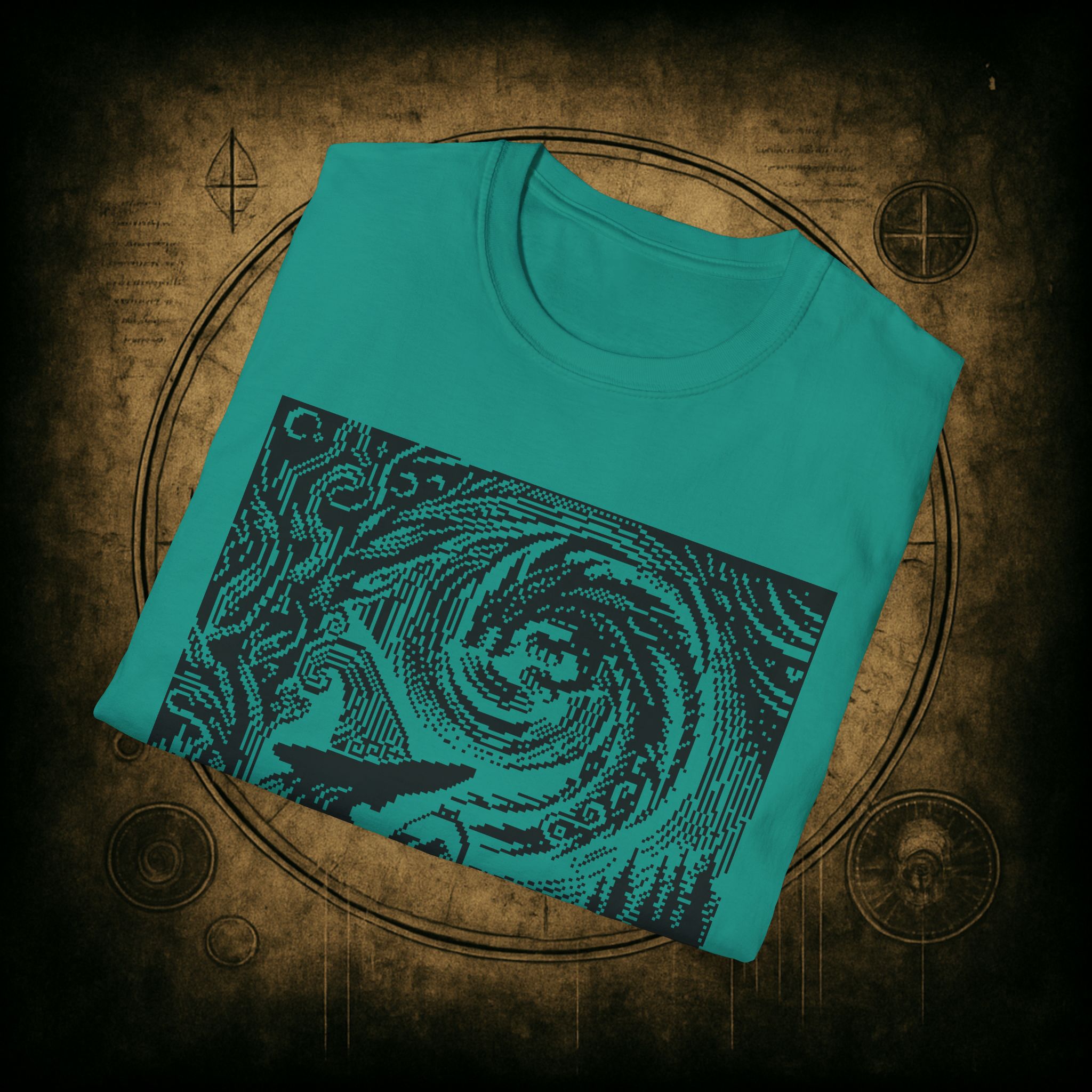Woodcut Stitch Witch Unisex T-Shirt - Image 44