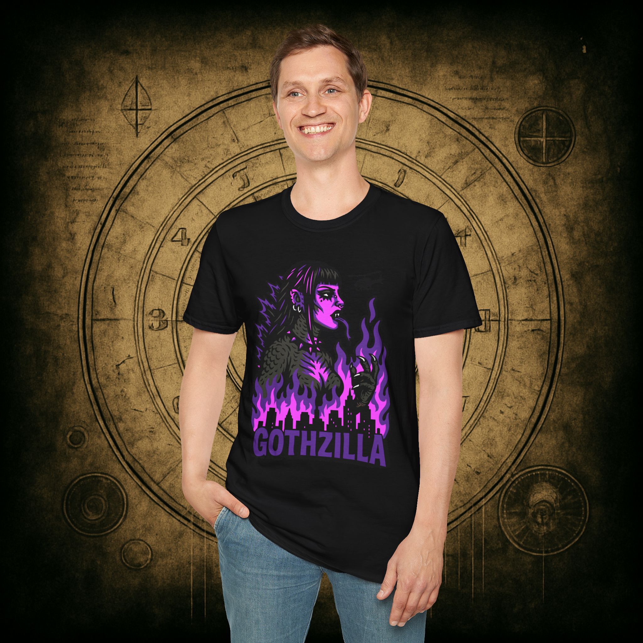 Gothzilla (Purple) Unisex T-Shirt - Image 13