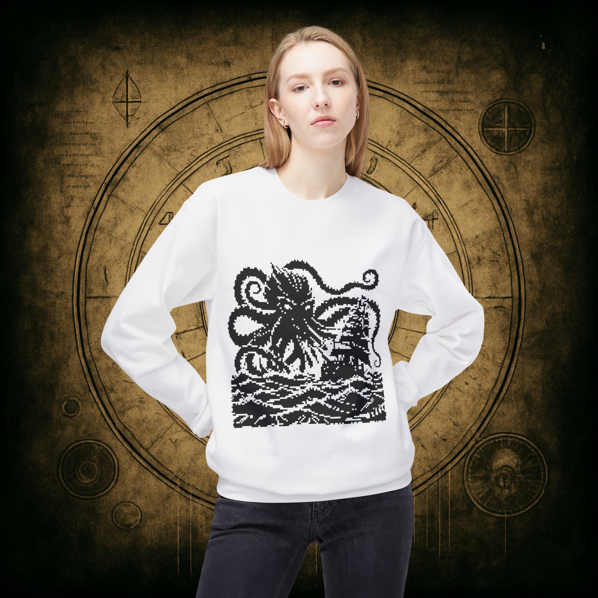 Woodcut Kraken Unisex Sweatshirt - Image 8