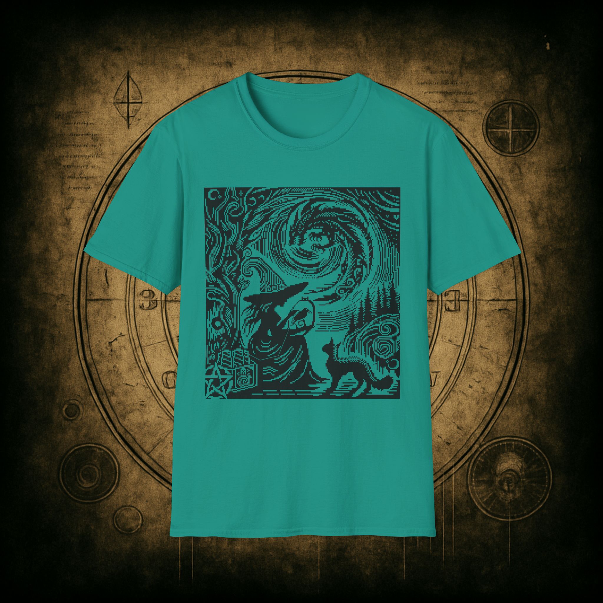 Woodcut Stitch Witch Unisex T-Shirt - Image 43