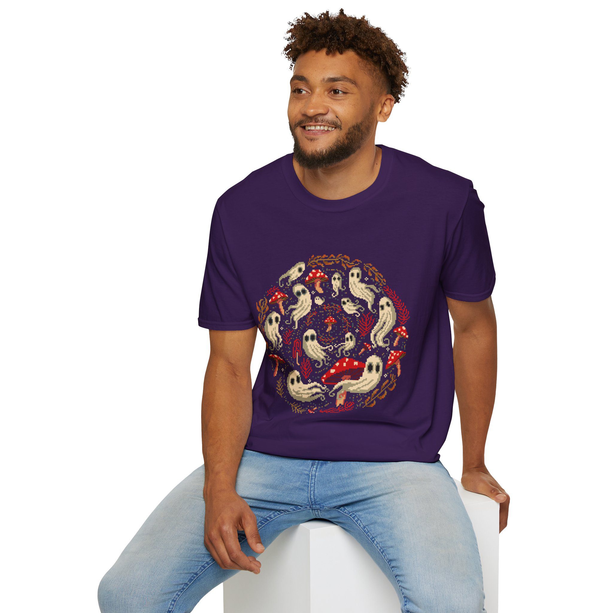 Spiral Mushrooms & Ghosts Unisex T-Shirt - Image 62