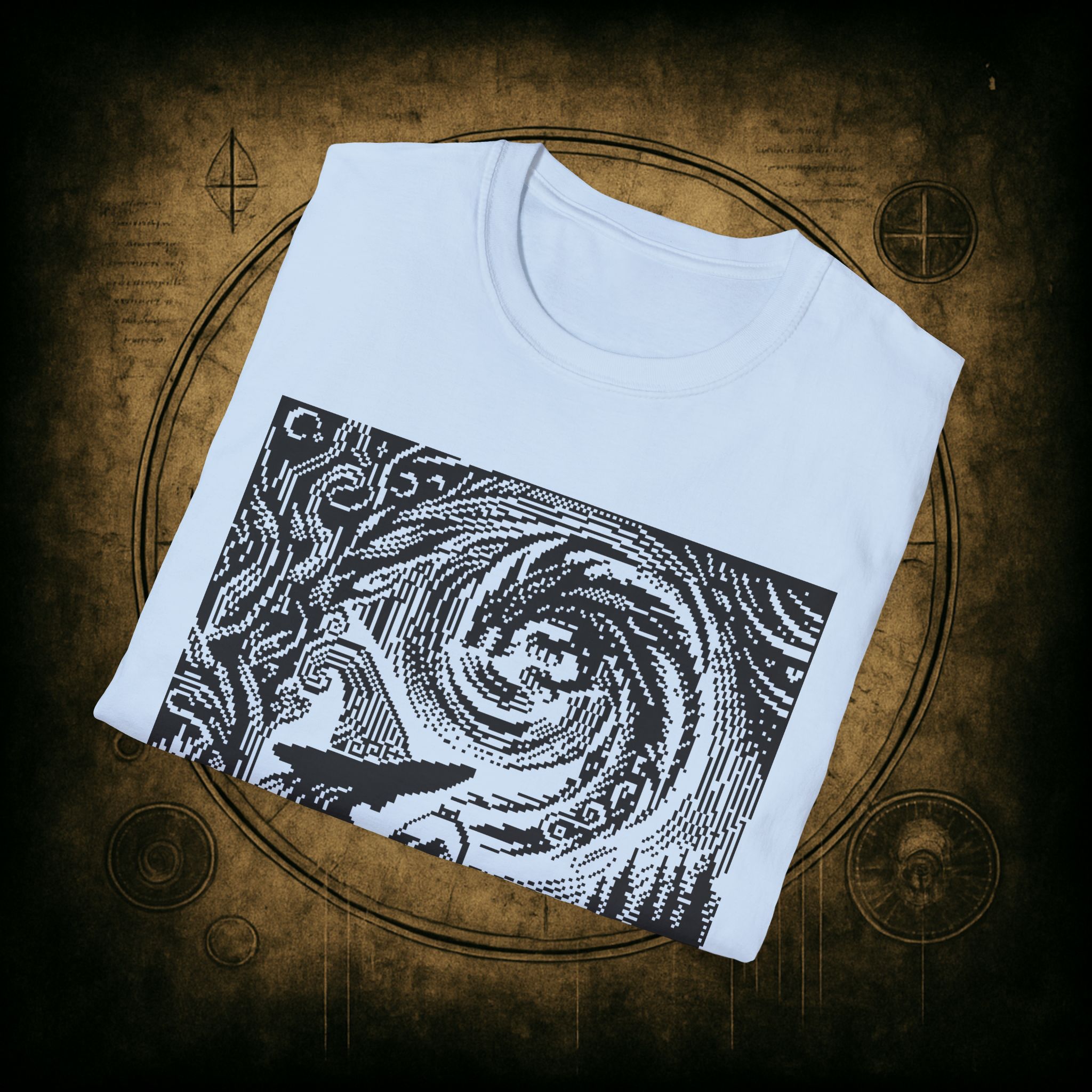 Woodcut Stitch Witch Unisex T-Shirt - Image 49