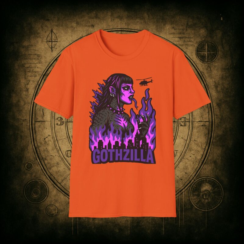 Gothzilla (Purple) Unisex T-Shirt - Image 32