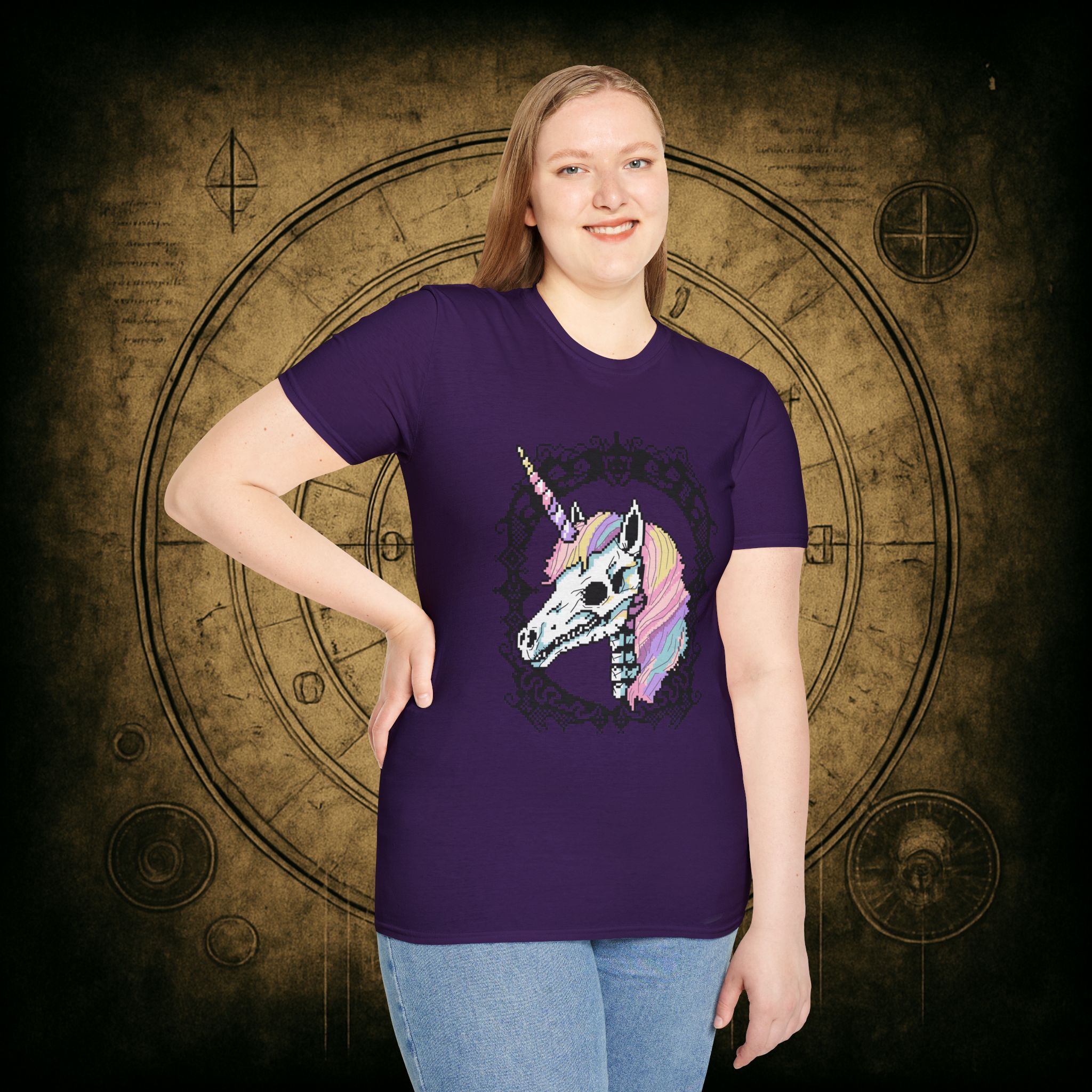 Pastel Goth Skeleton Unicorn Unisex T-shirt - Image 65