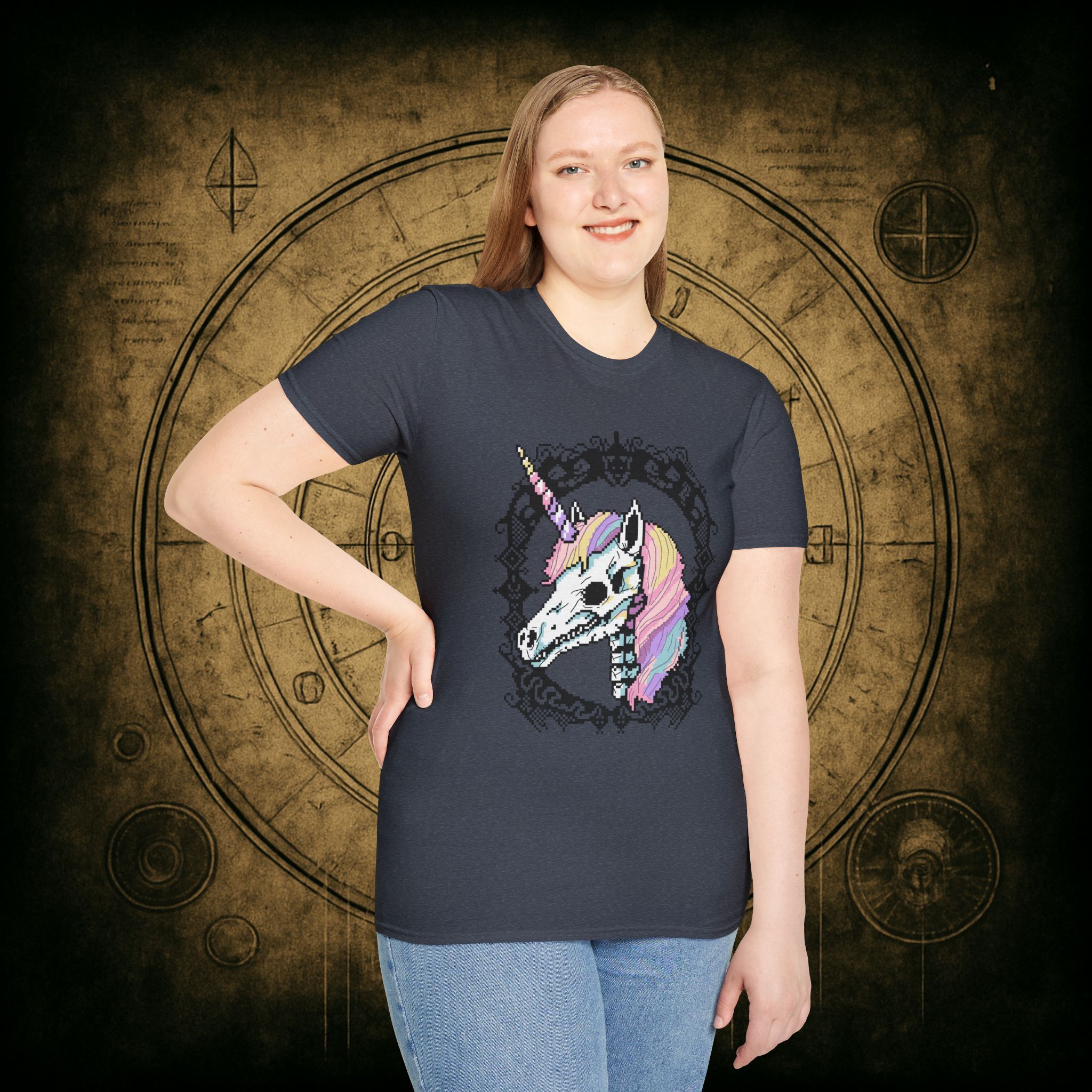 Pastel Goth Skeleton Unicorn Unisex T-shirt - Image 60