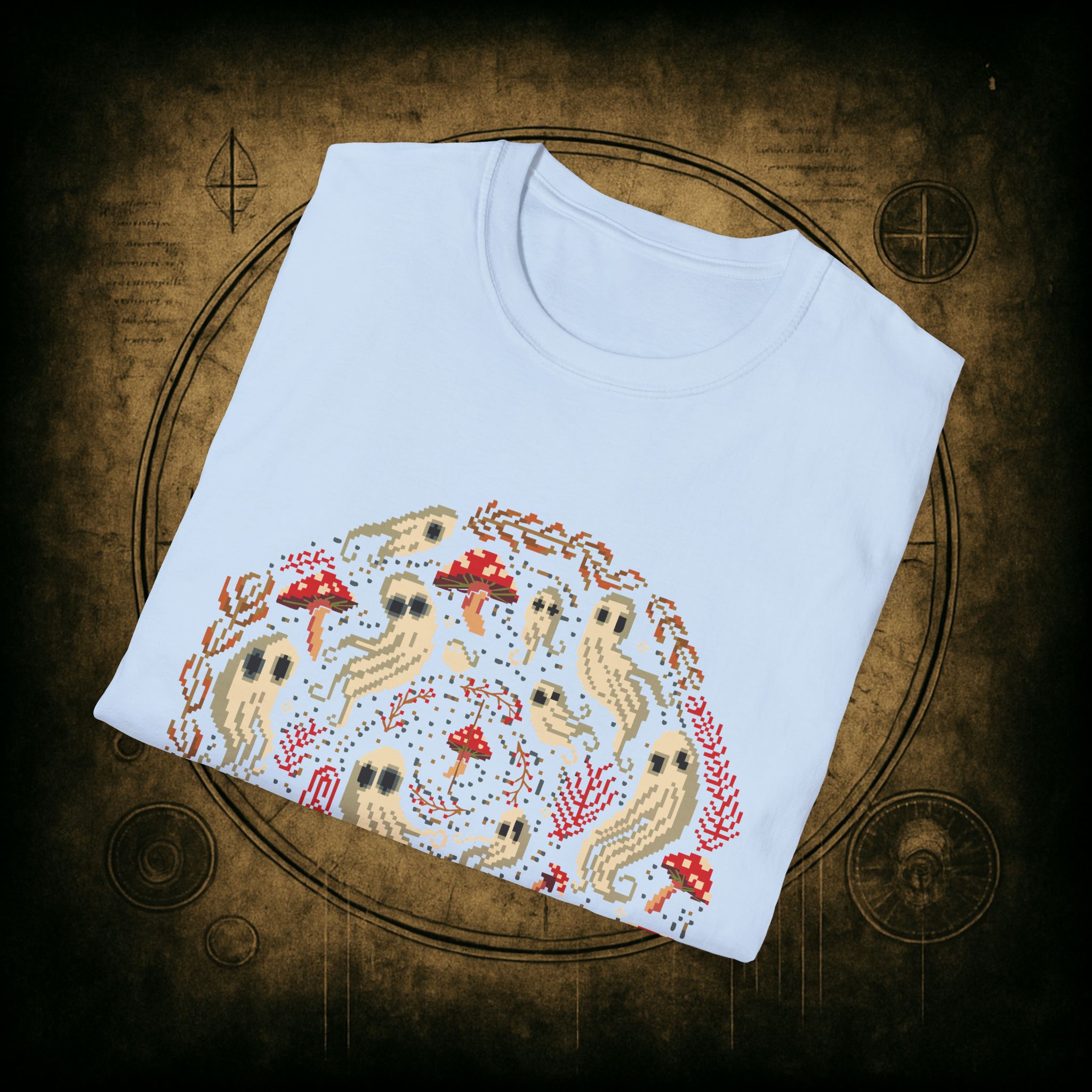 Spiral Mushrooms & Ghosts Unisex T-Shirt - Image 49