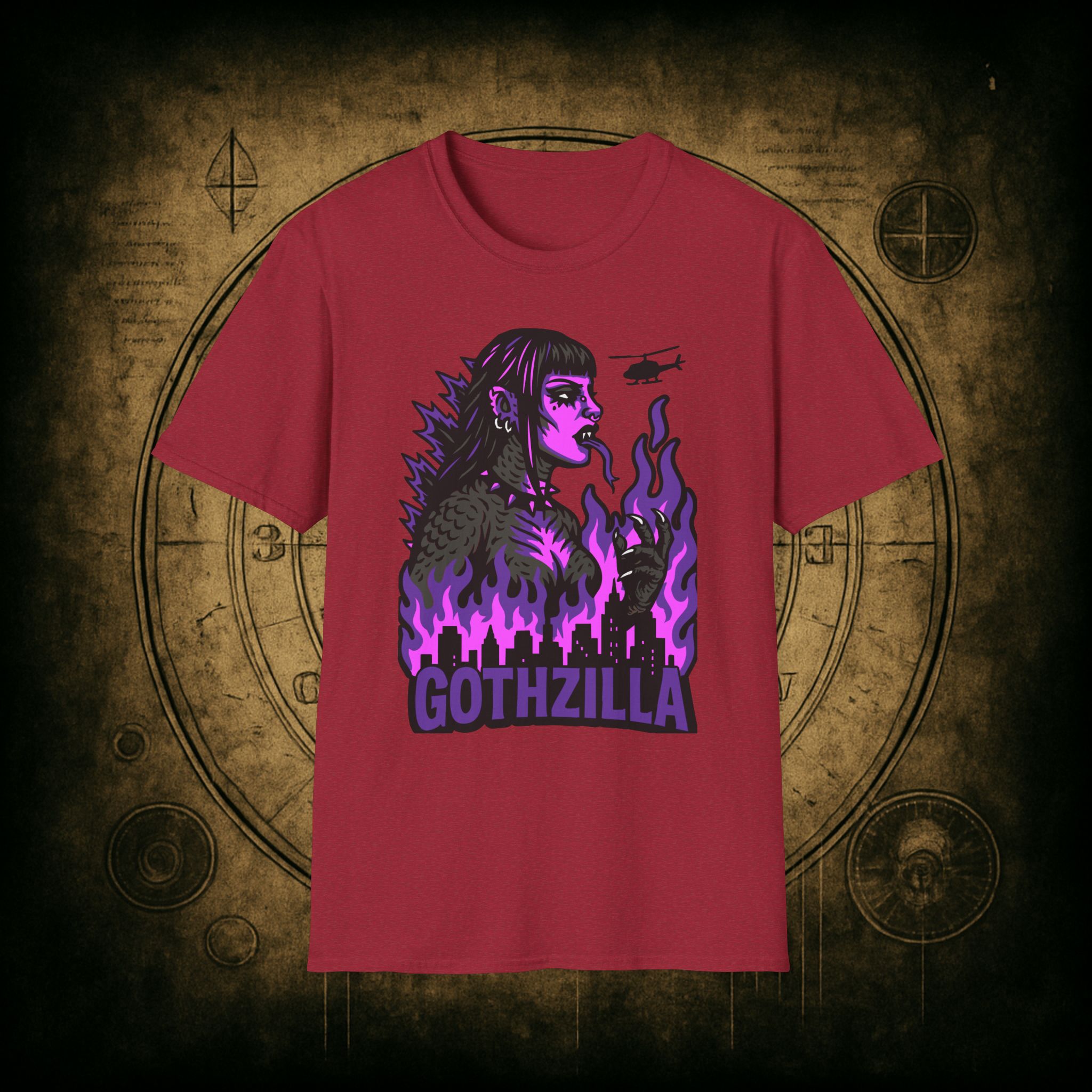 Gothzilla (Purple) Unisex T-Shirt - Image 73