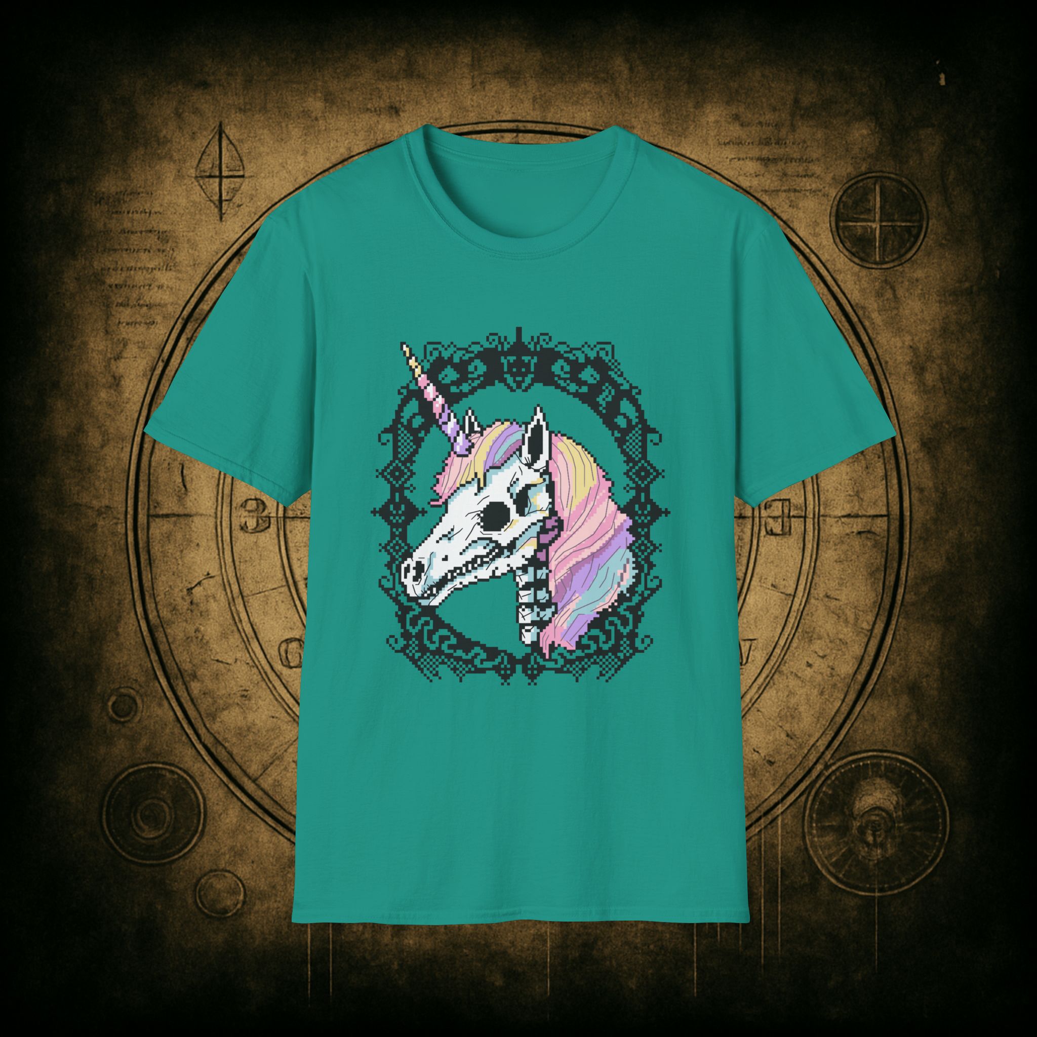 Pastel Goth Skeleton Unicorn Unisex T-shirt - Image 48