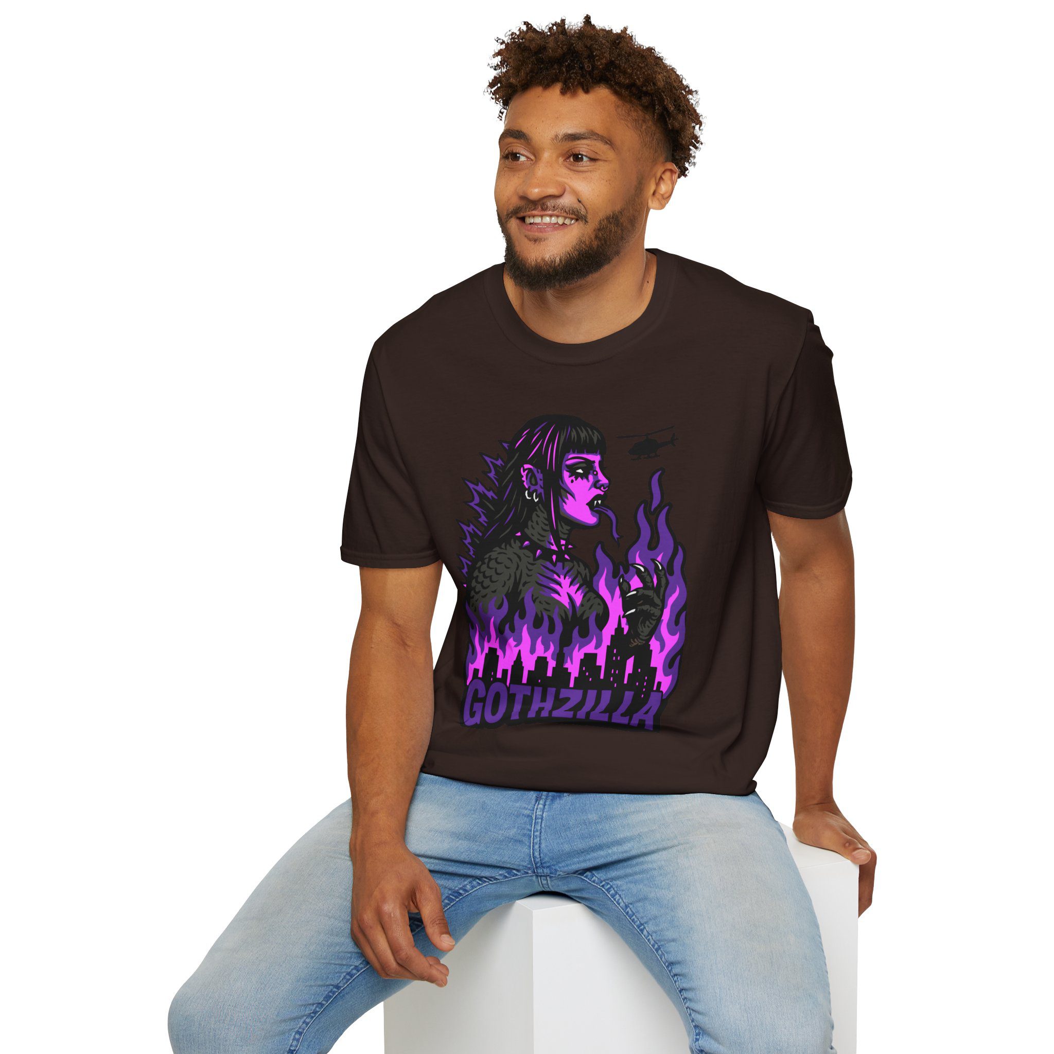 Gothzilla (Purple) Unisex T-Shirt - Image 42