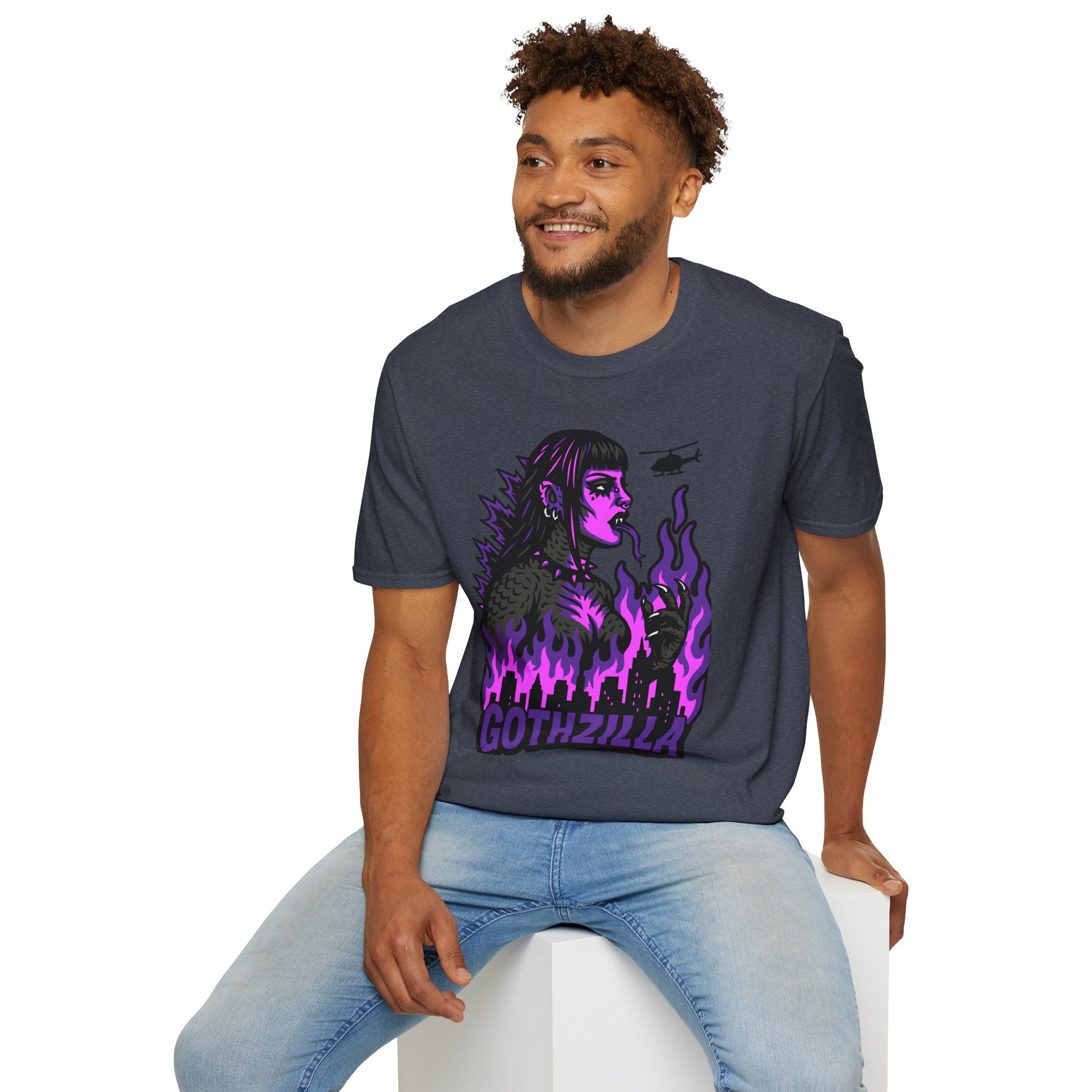 Gothzilla (Purple) Unisex T-Shirt - Image 62