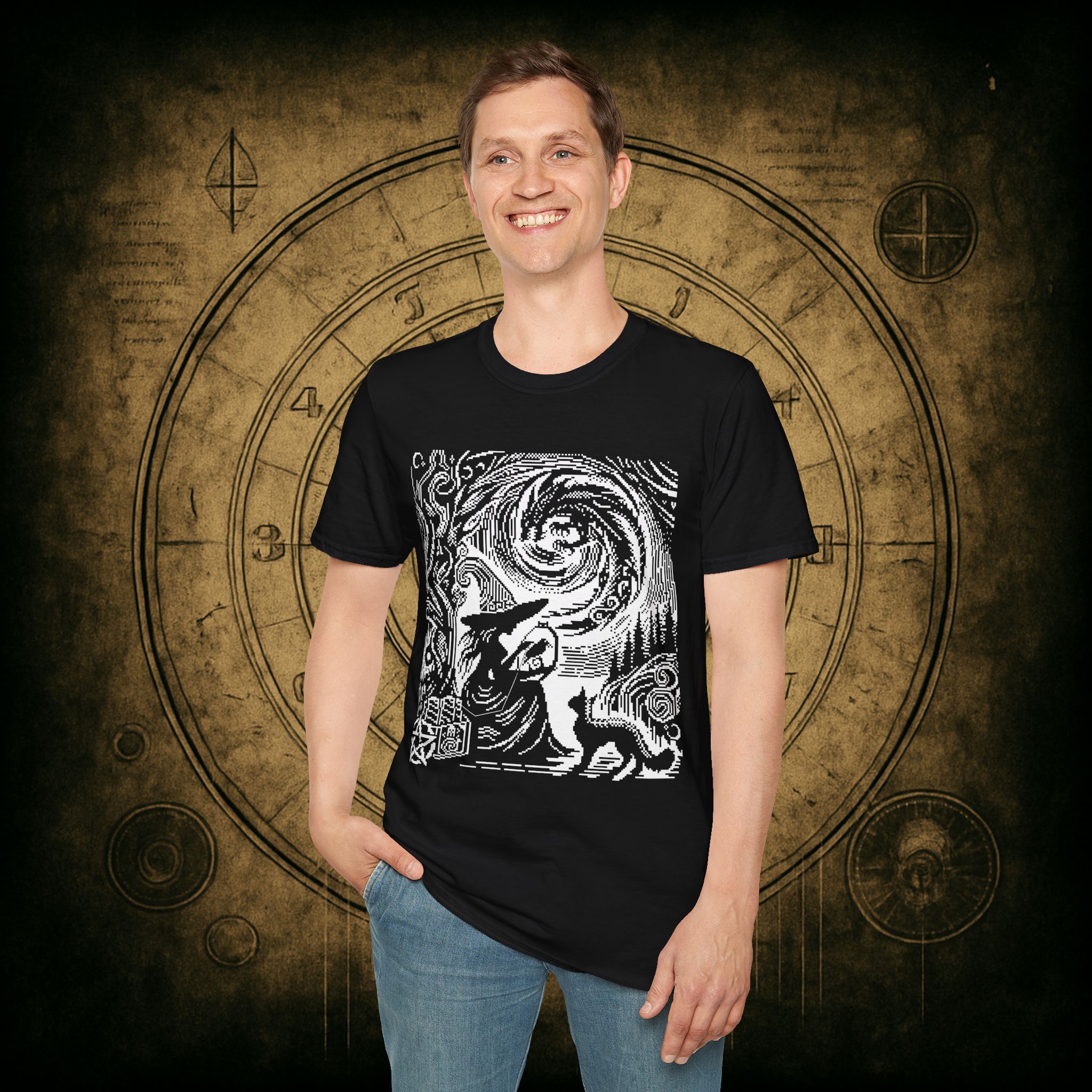 Woodcut Stitch Witch Unisex T-Shirt - Image 13