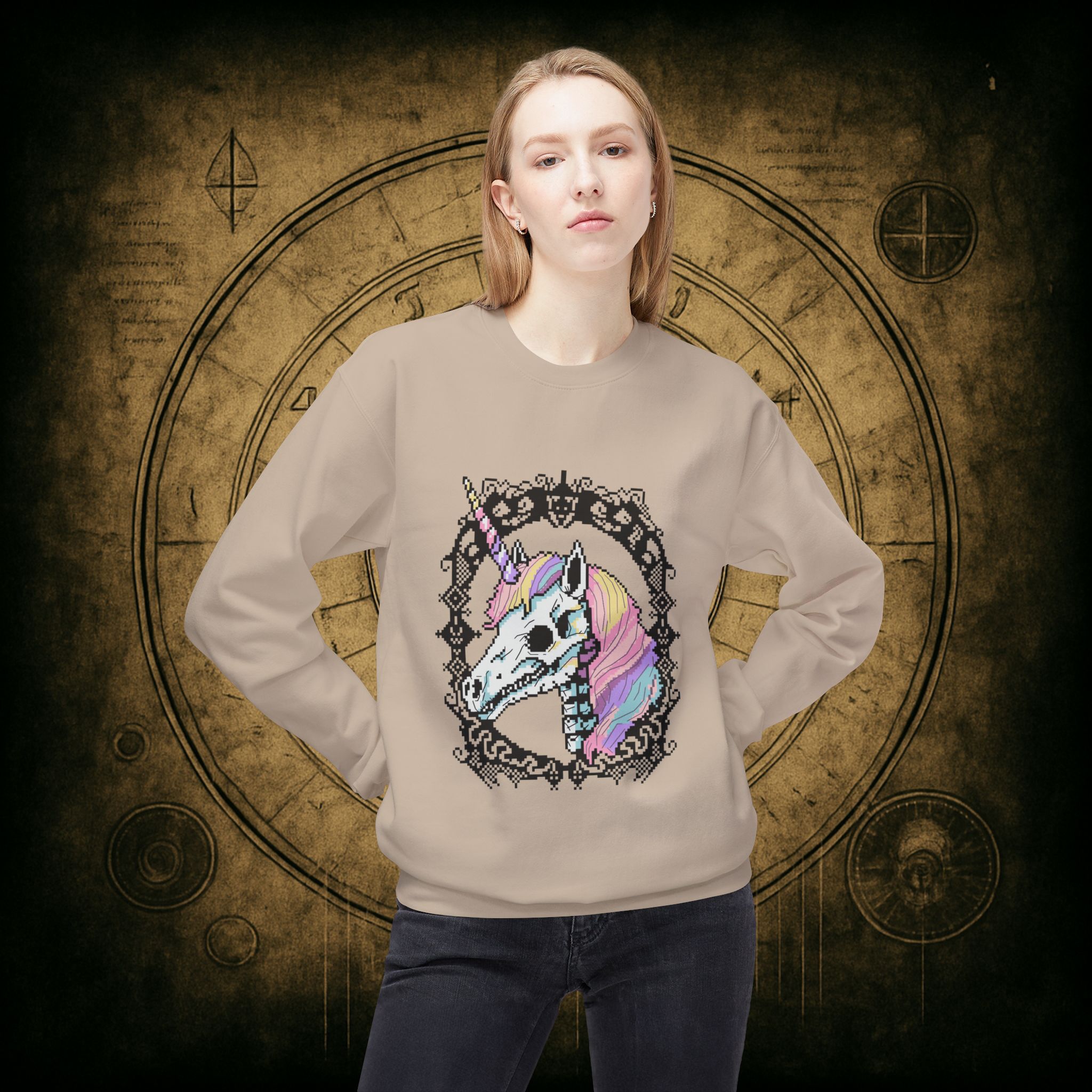 Pastel Goth Skeleton Unicorn Unisex Sweatshirt - Image 17