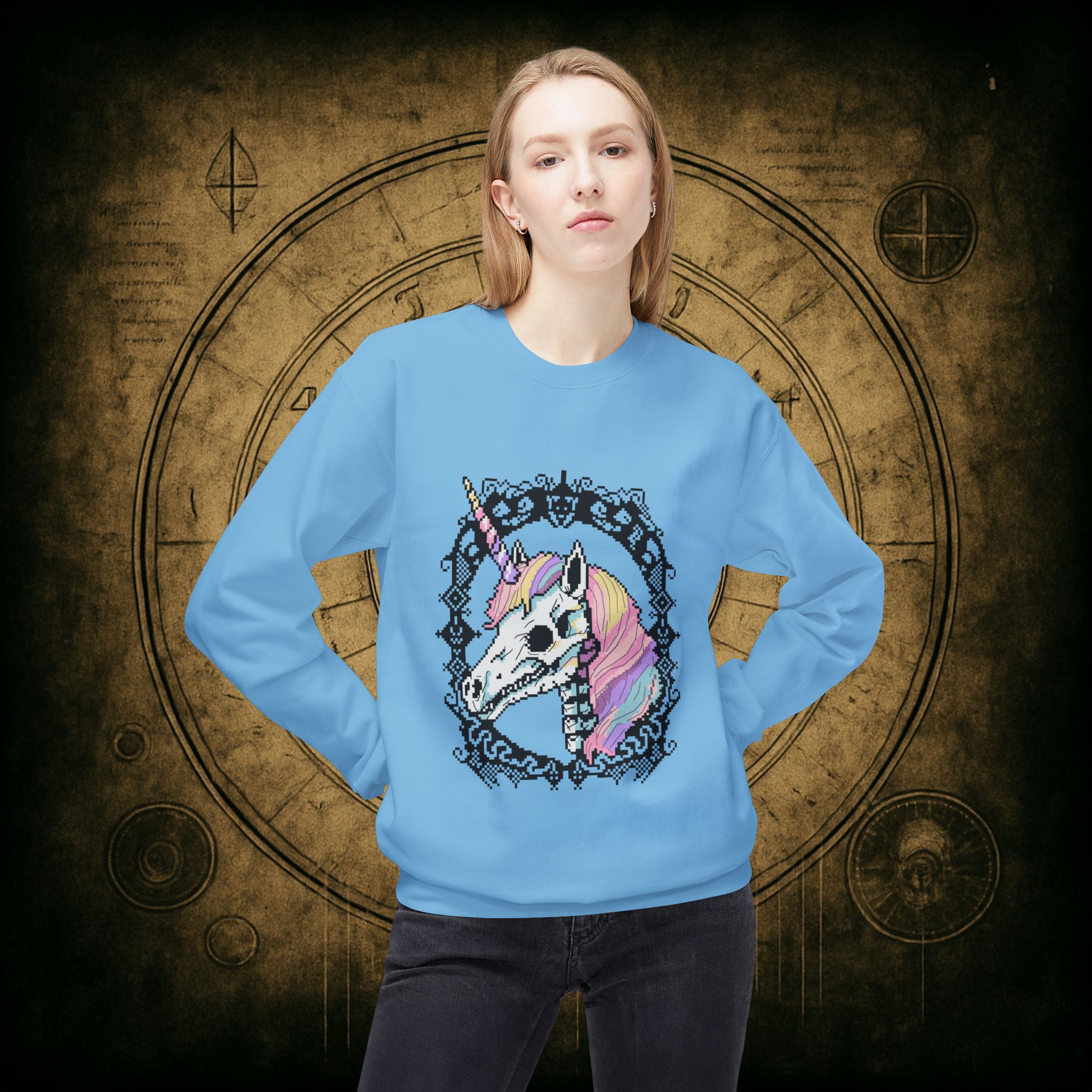 Pastel Goth Skeleton Unicorn Unisex Sweatshirt - Image 26