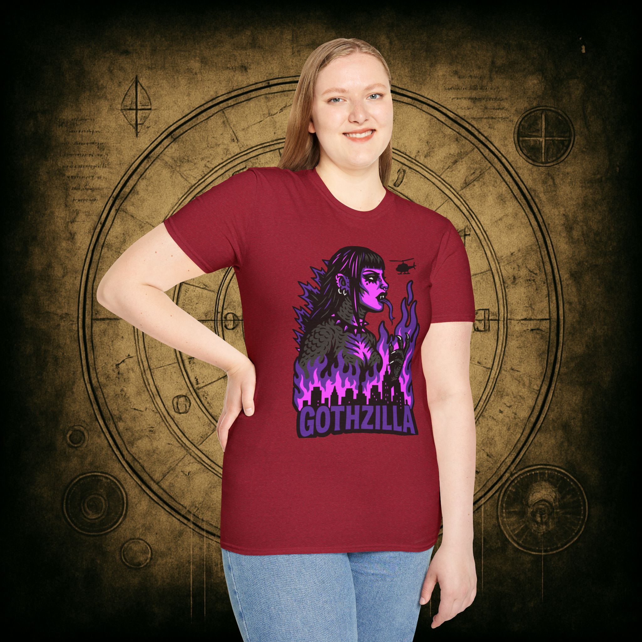 Gothzilla (Purple) Unisex T-Shirt - Image 75