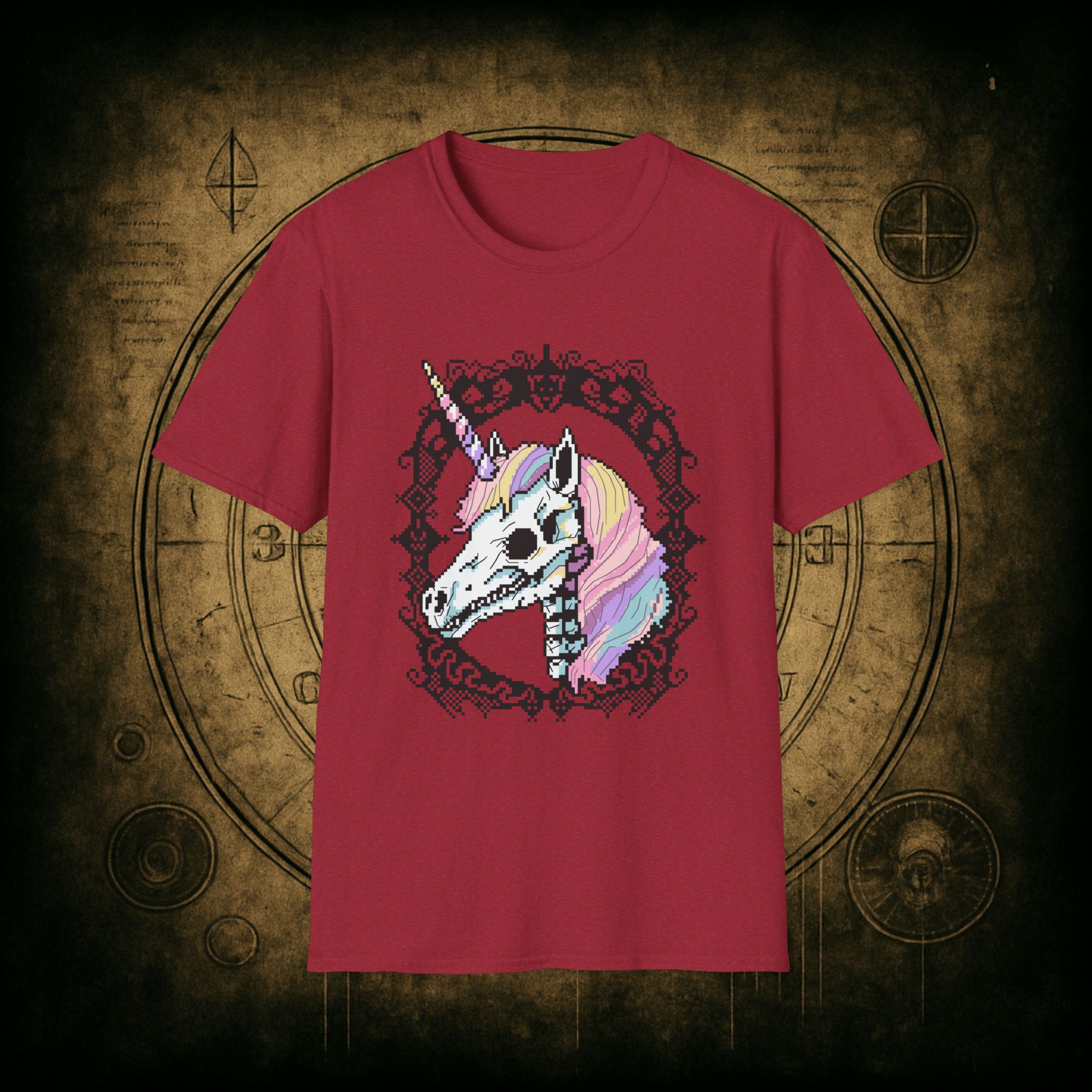Pastel Goth Skeleton Unicorn Unisex T-shirt - Image 73