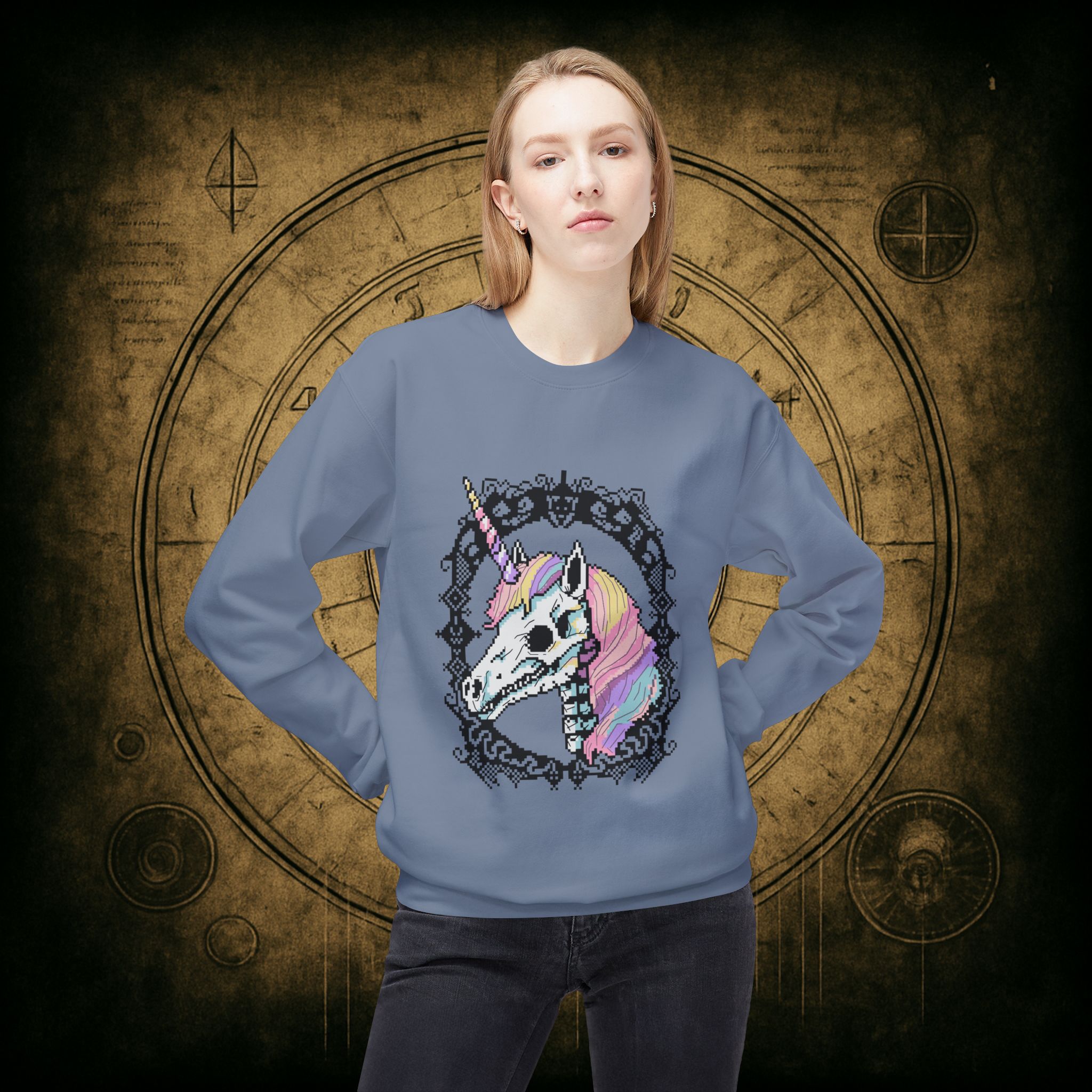 Pastel Goth Skeleton Unicorn Unisex Sweatshirt - Image 29