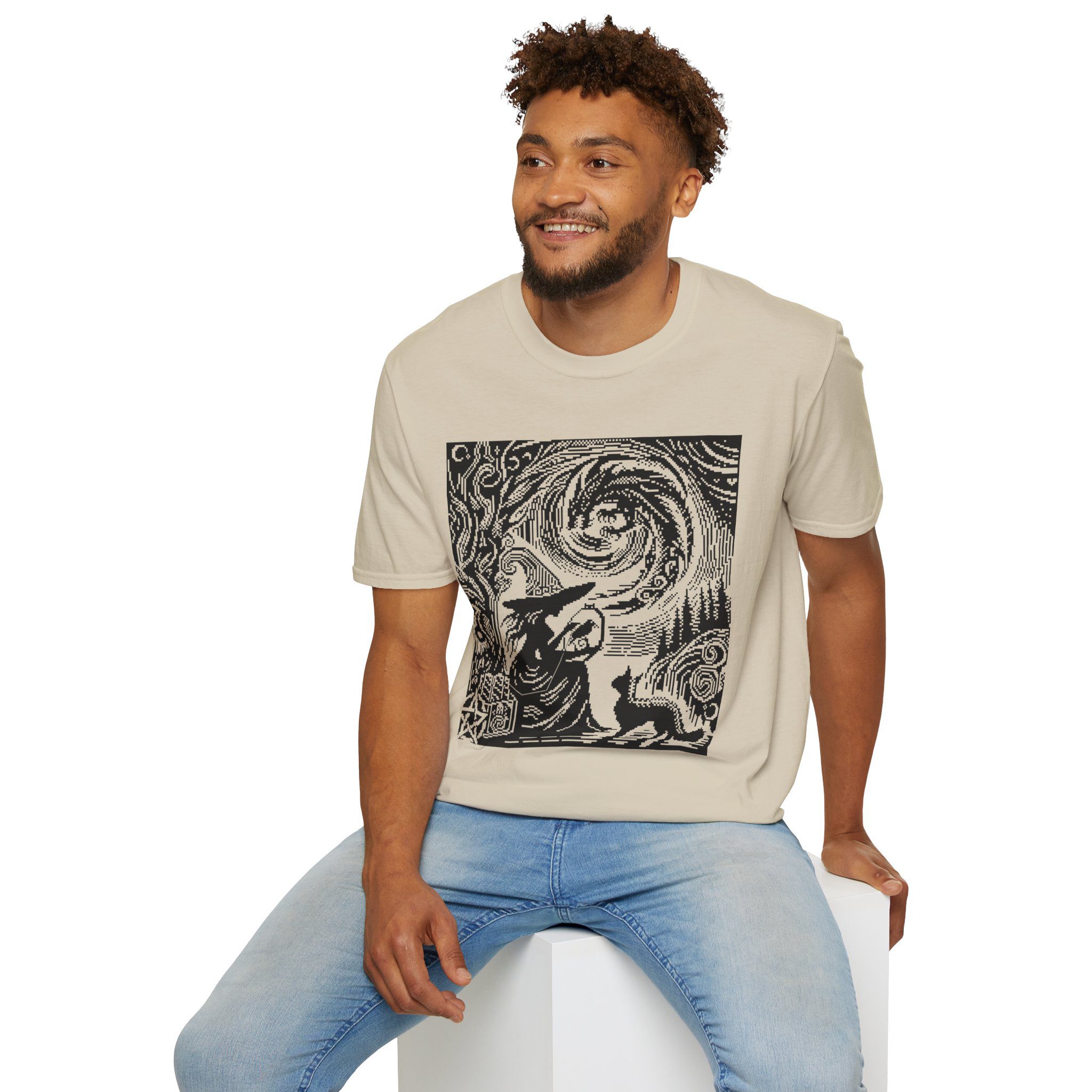 Woodcut Stitch Witch Unisex T-Shirt - Image 5