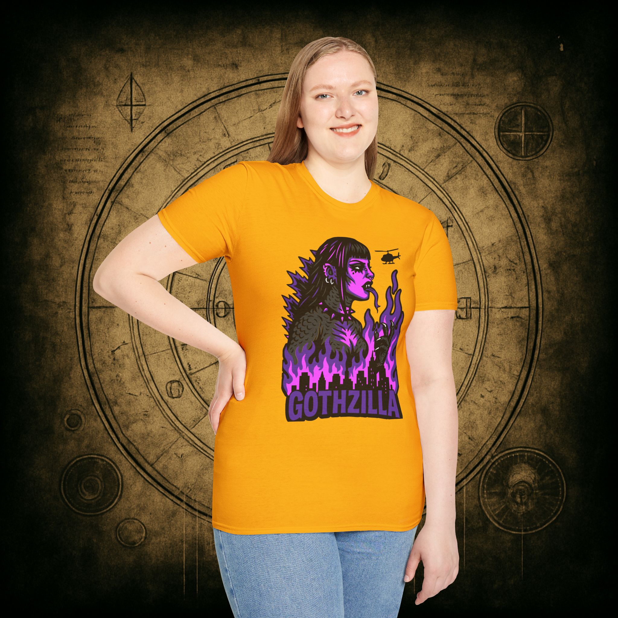 Gothzilla (Purple) Unisex T-Shirt - Image 29