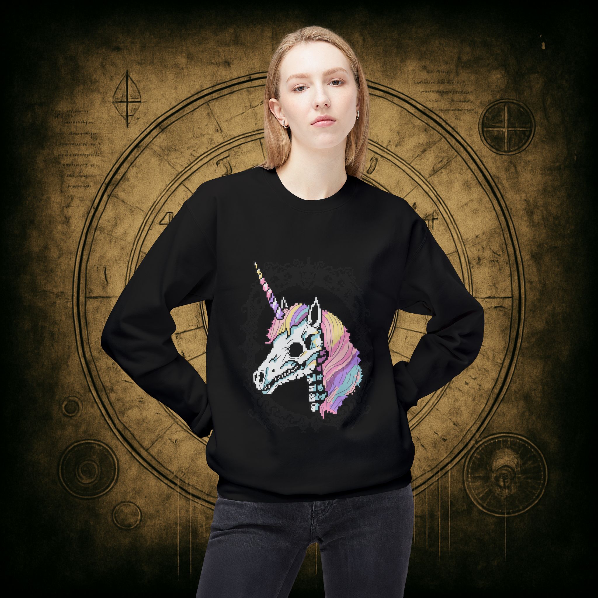 Pastel Goth Skeleton Unicorn Unisex Sweatshirt - Image 14
