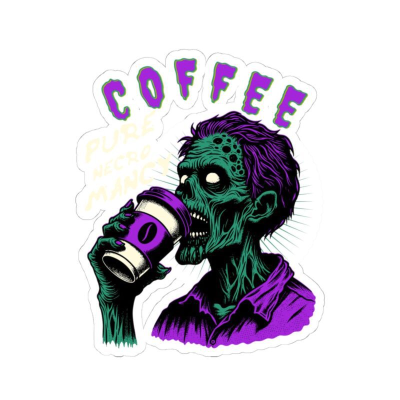 Zombie Coffee Necromancy Kiss-Cut Sticker