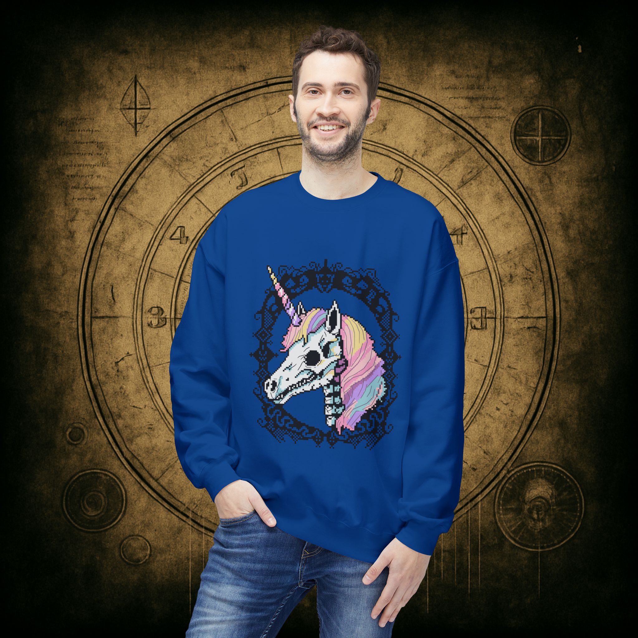 Pastel Goth Skeleton Unicorn Unisex Sweatshirt - Image 33