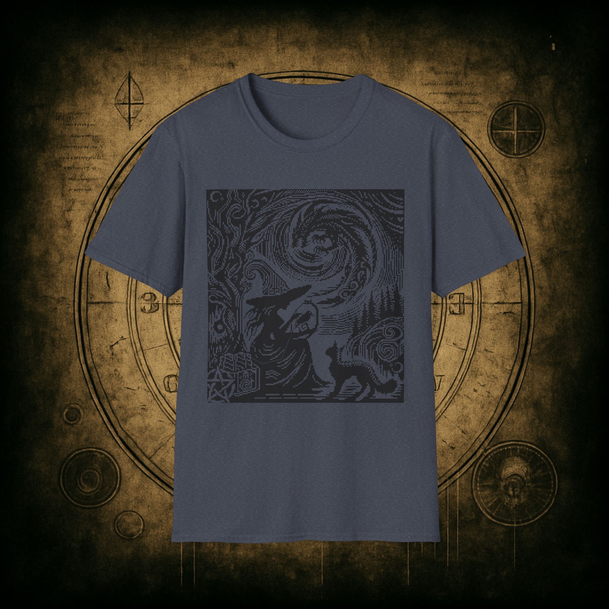 Woodcut Stitch Witch Unisex T-Shirt - Image 53