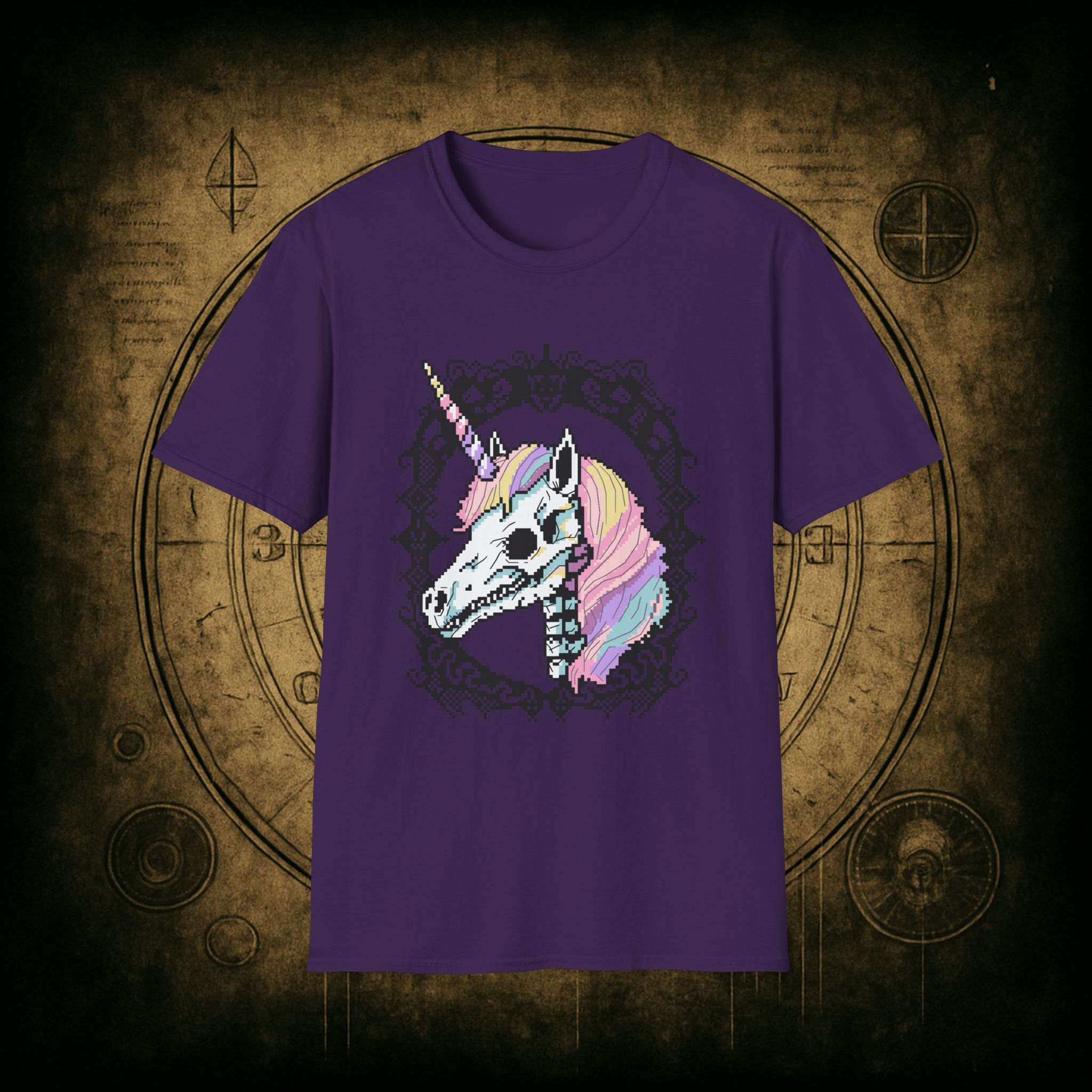 Pastel Goth Skeleton Unicorn Unisex T-shirt - Image 63