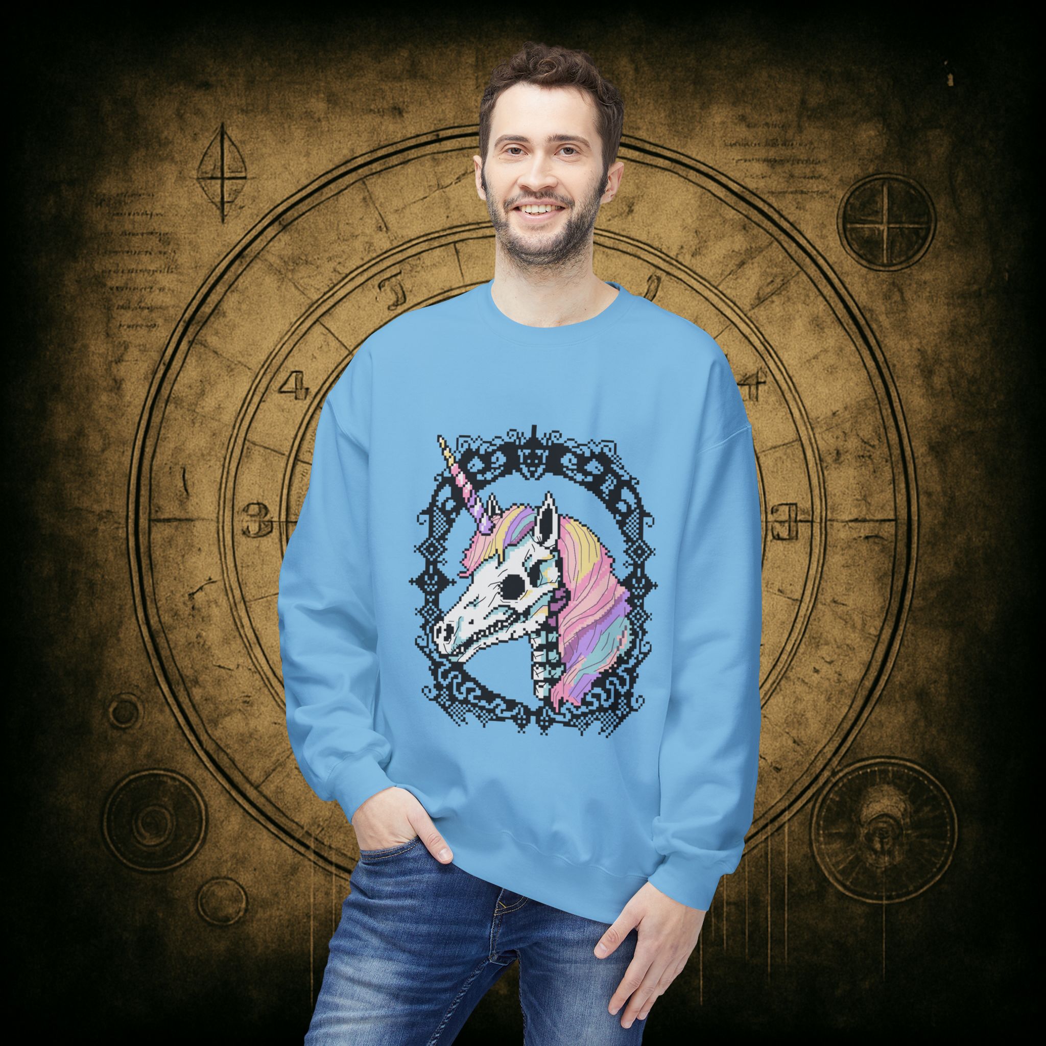 Pastel Goth Skeleton Unicorn Unisex Sweatshirt - Image 27