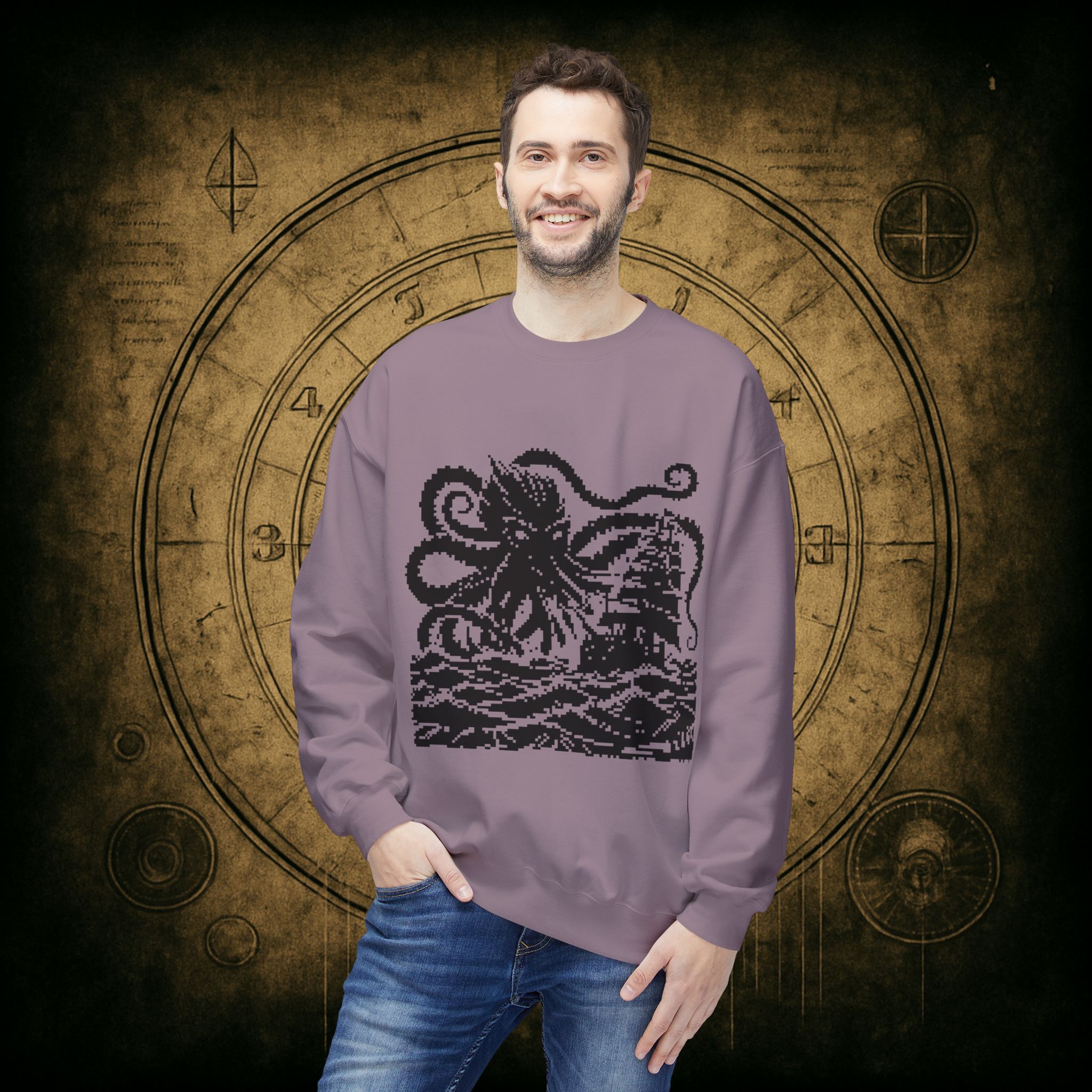 Woodcut Kraken Unisex Sweatshirt - Image 39