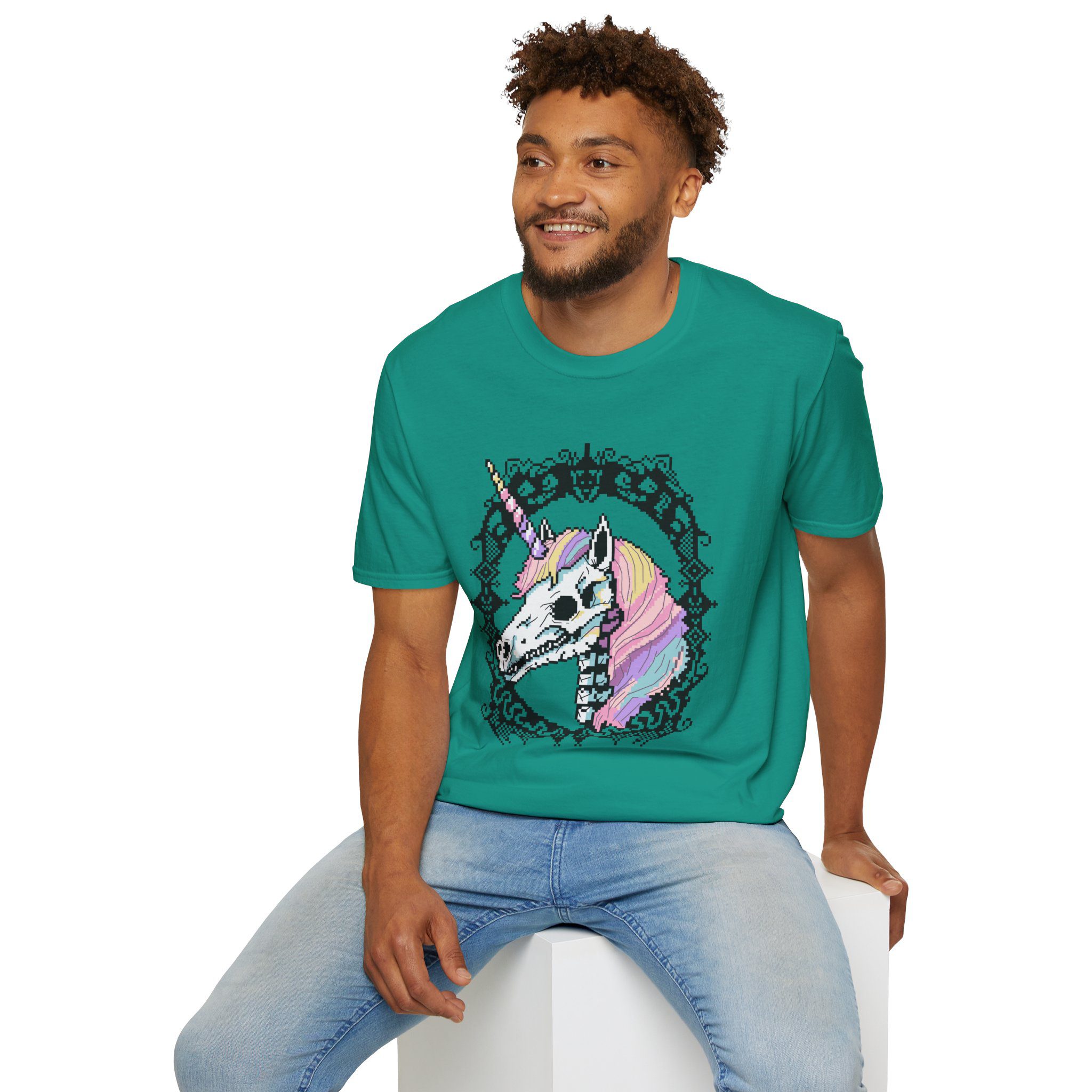 Pastel Goth Skeleton Unicorn Unisex T-shirt - Image 52