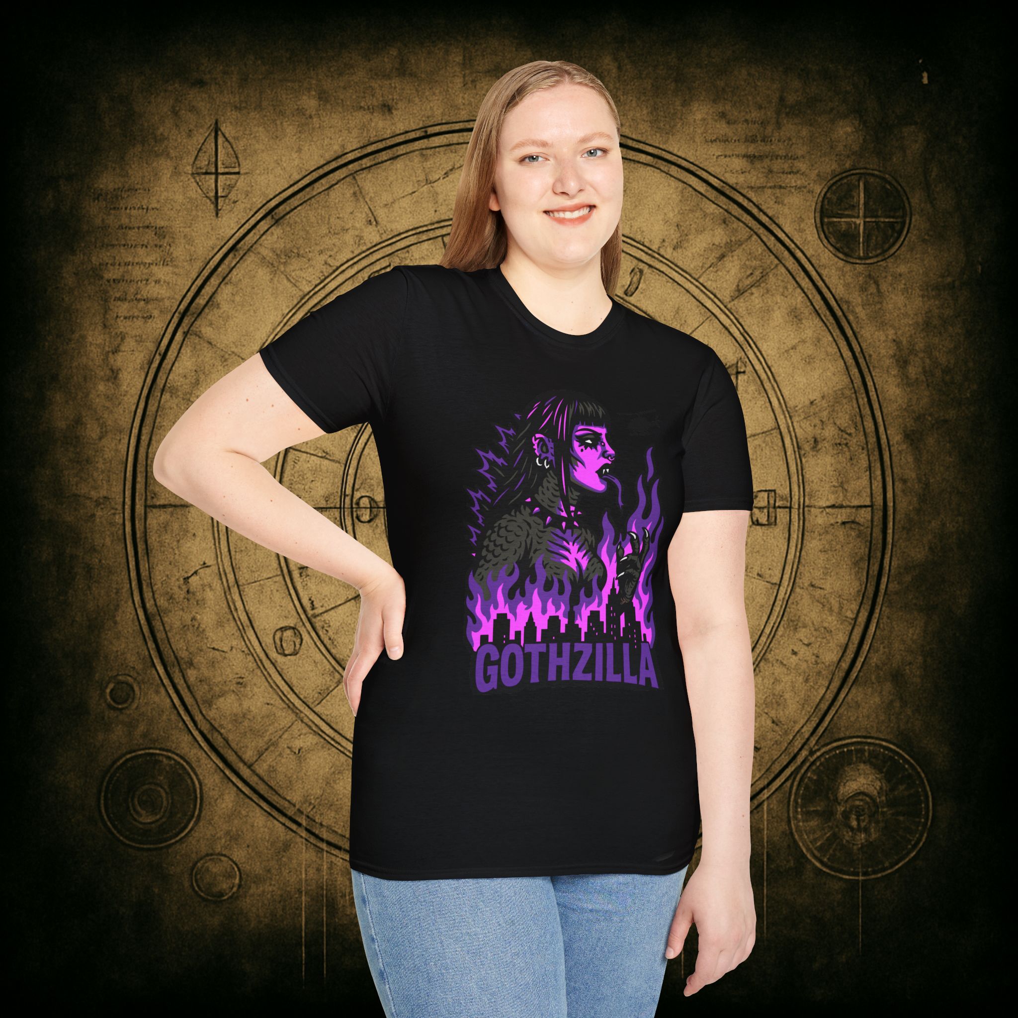 Gothzilla (Purple) Unisex T-Shirt - Image 11