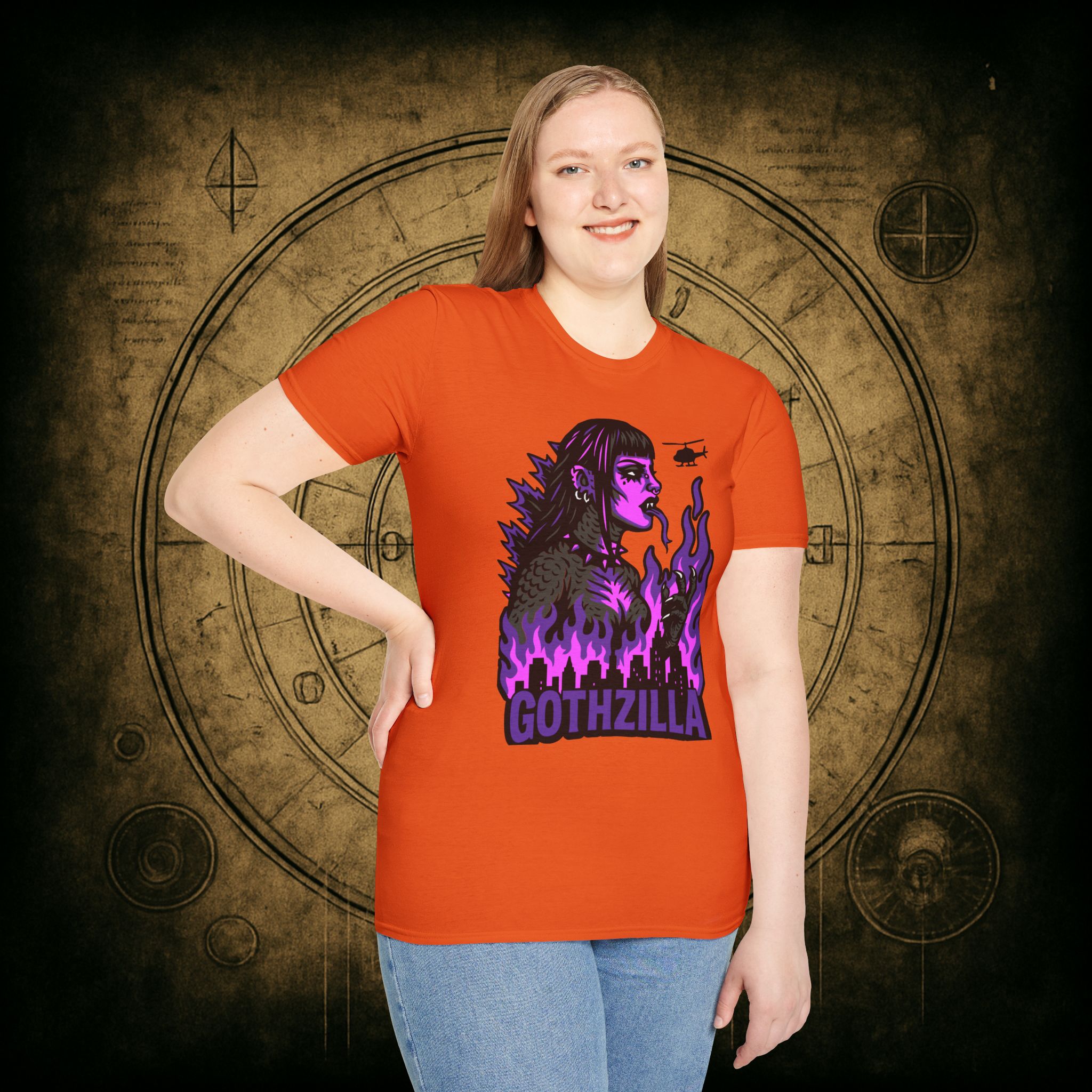 Gothzilla (Purple) Unisex T-Shirt - Image 36