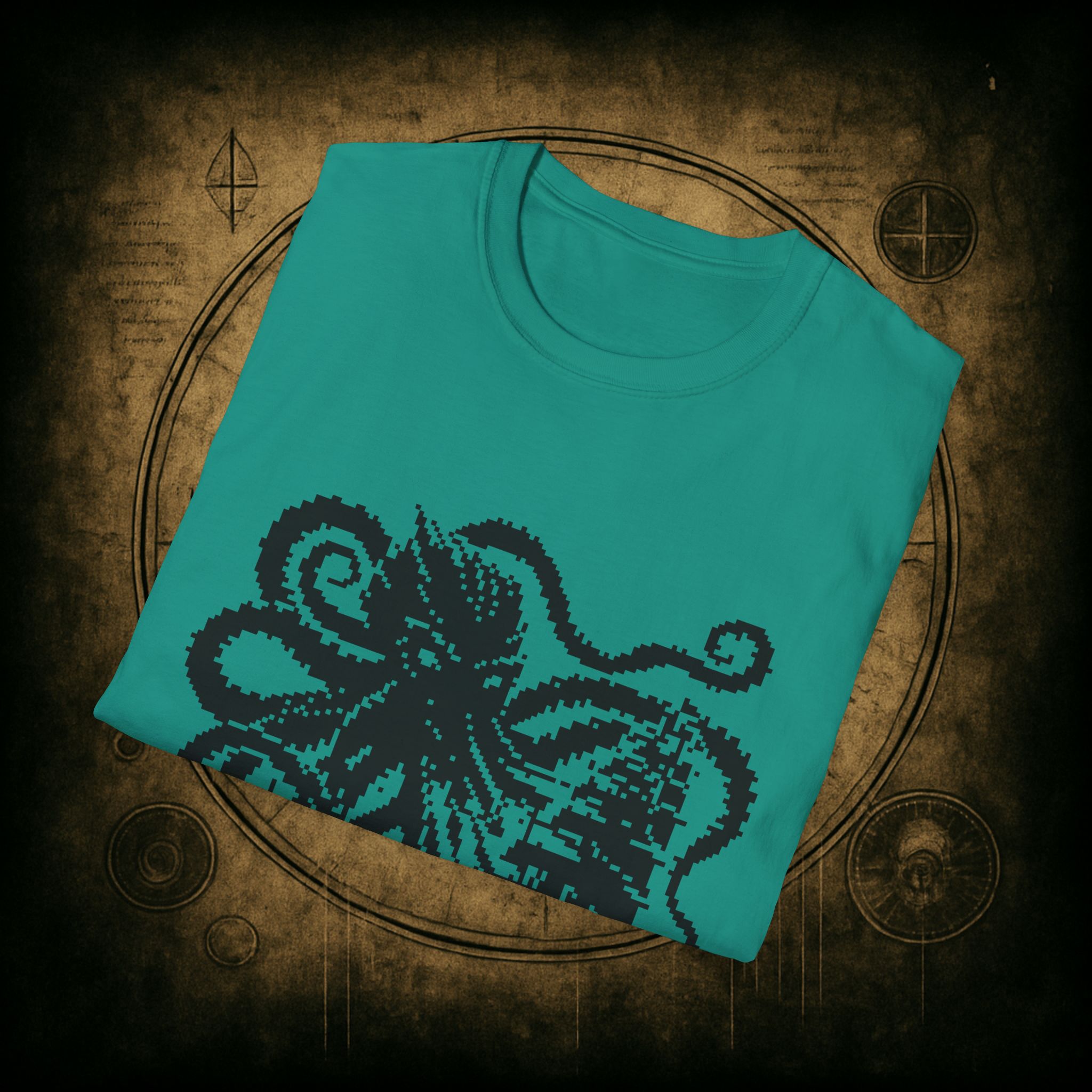 Woodcut Kraken Unisex T-shirt - Image 44